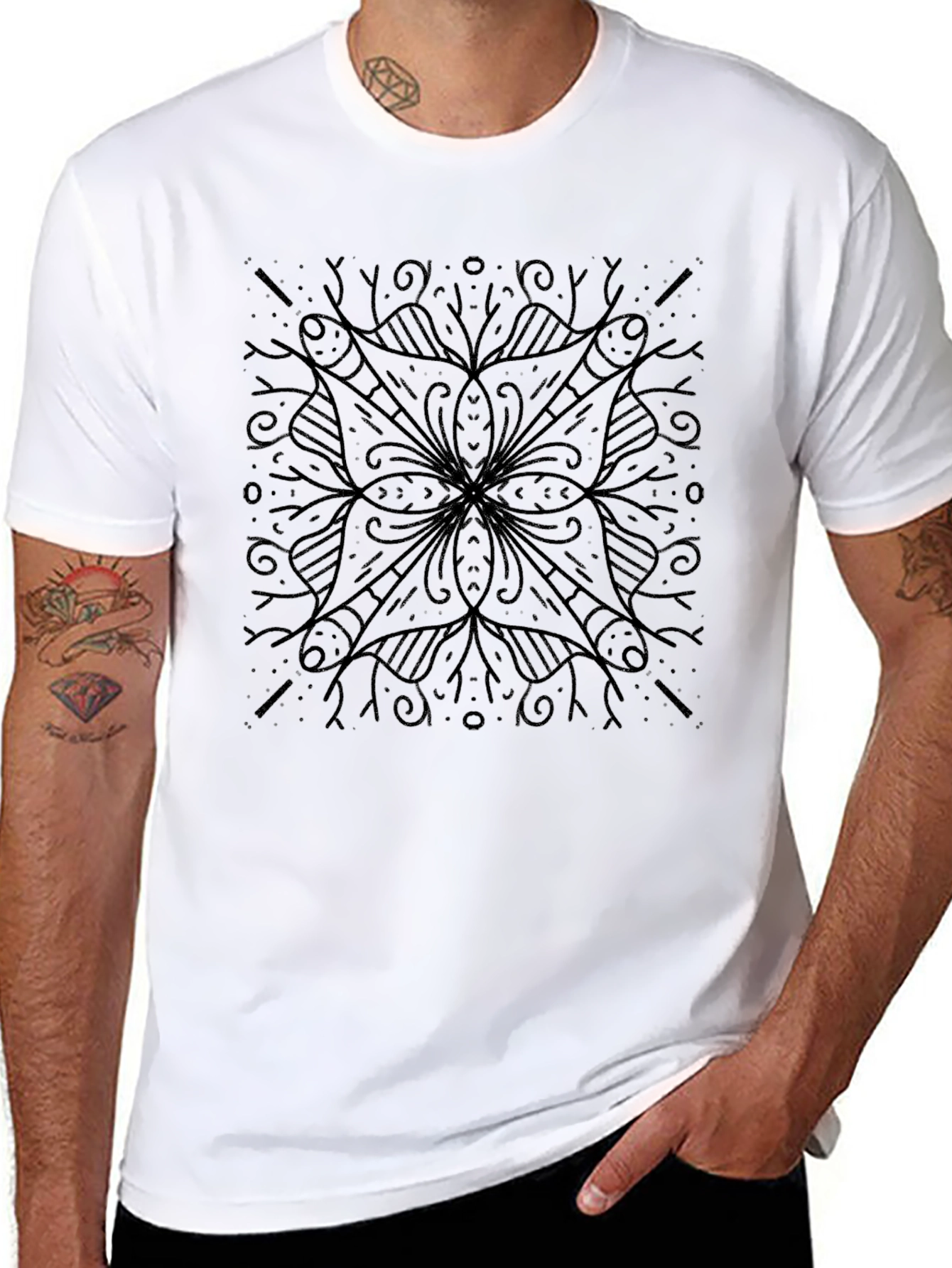 Abstract Graphic Tee - Soft Black Cotton Shirt
