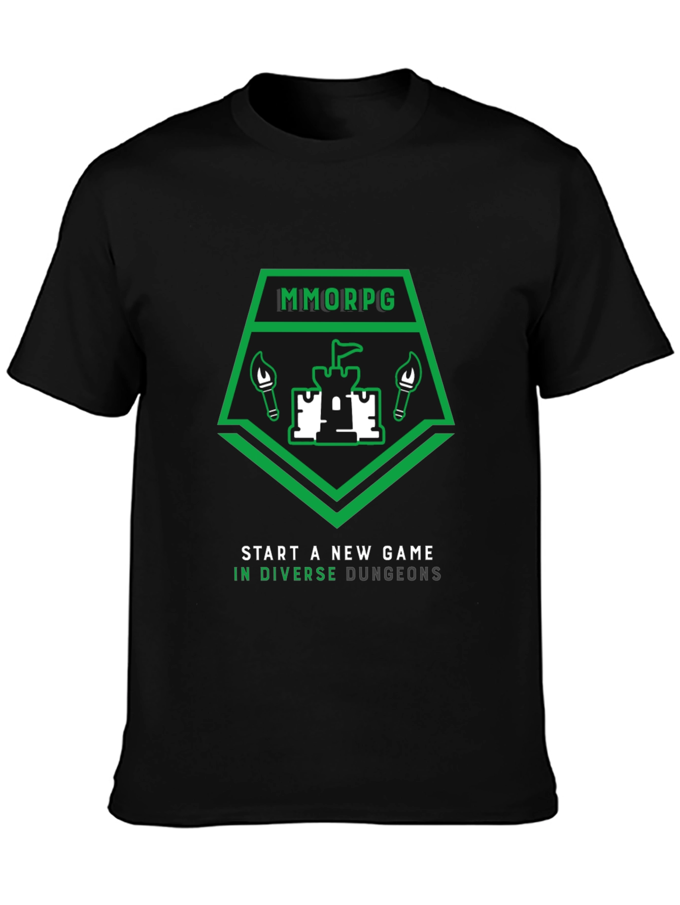 MMORPG Castle T-Shirt - Explore Diverse Dungeons!