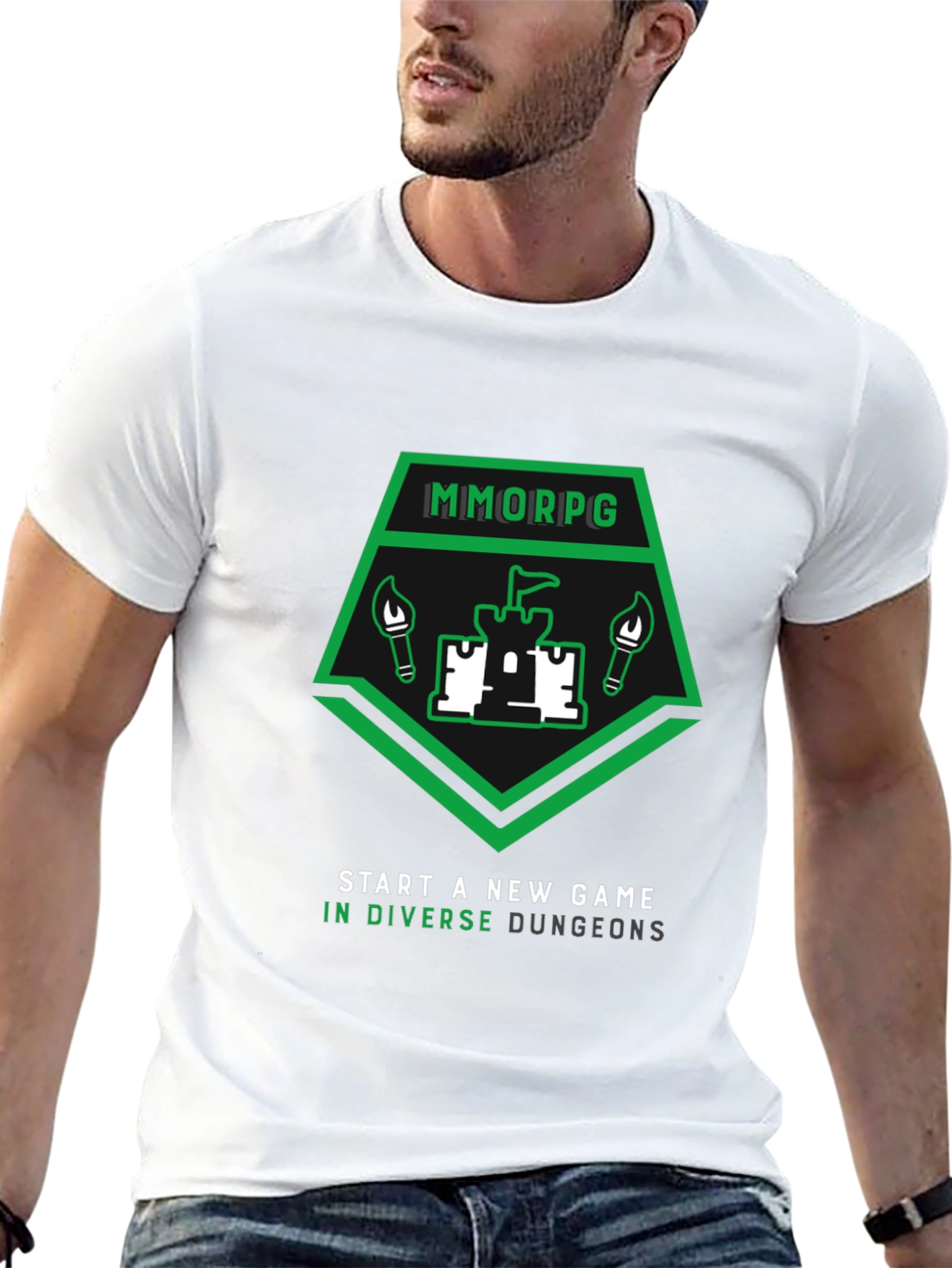 MMORPG Castle T-Shirt - Explore Diverse Dungeons!