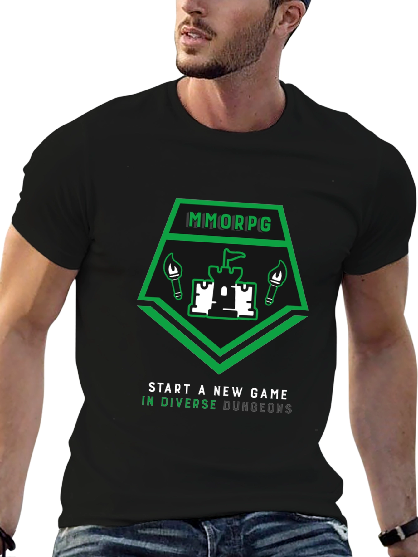 MMORPG Castle T-Shirt - Explore Diverse Dungeons!