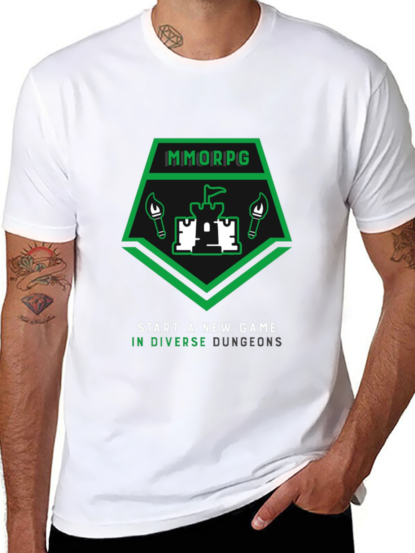 MMORPG Castle T-Shirt - Explore Diverse Dungeons!