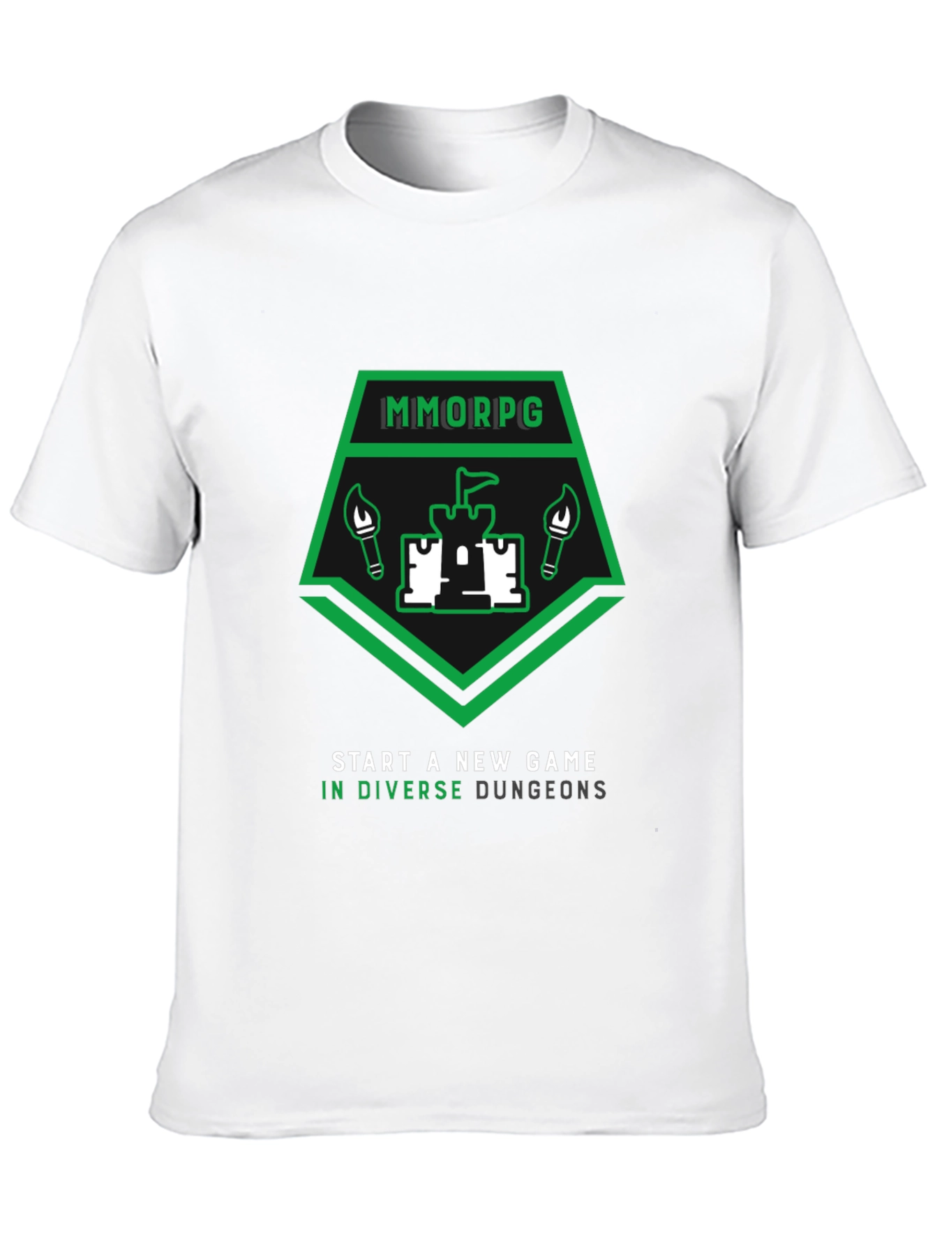 MMORPG Castle T-Shirt - Explore Diverse Dungeons!