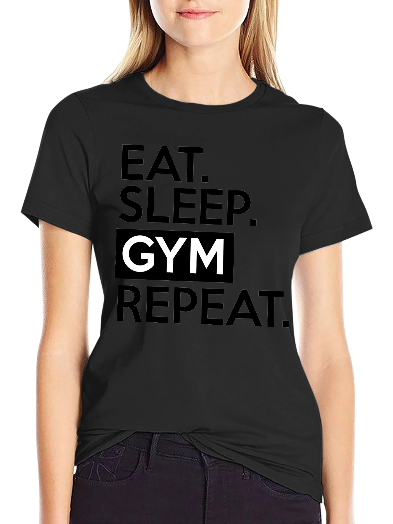 Eat Sleep Gym Repeat Black T-Shirt