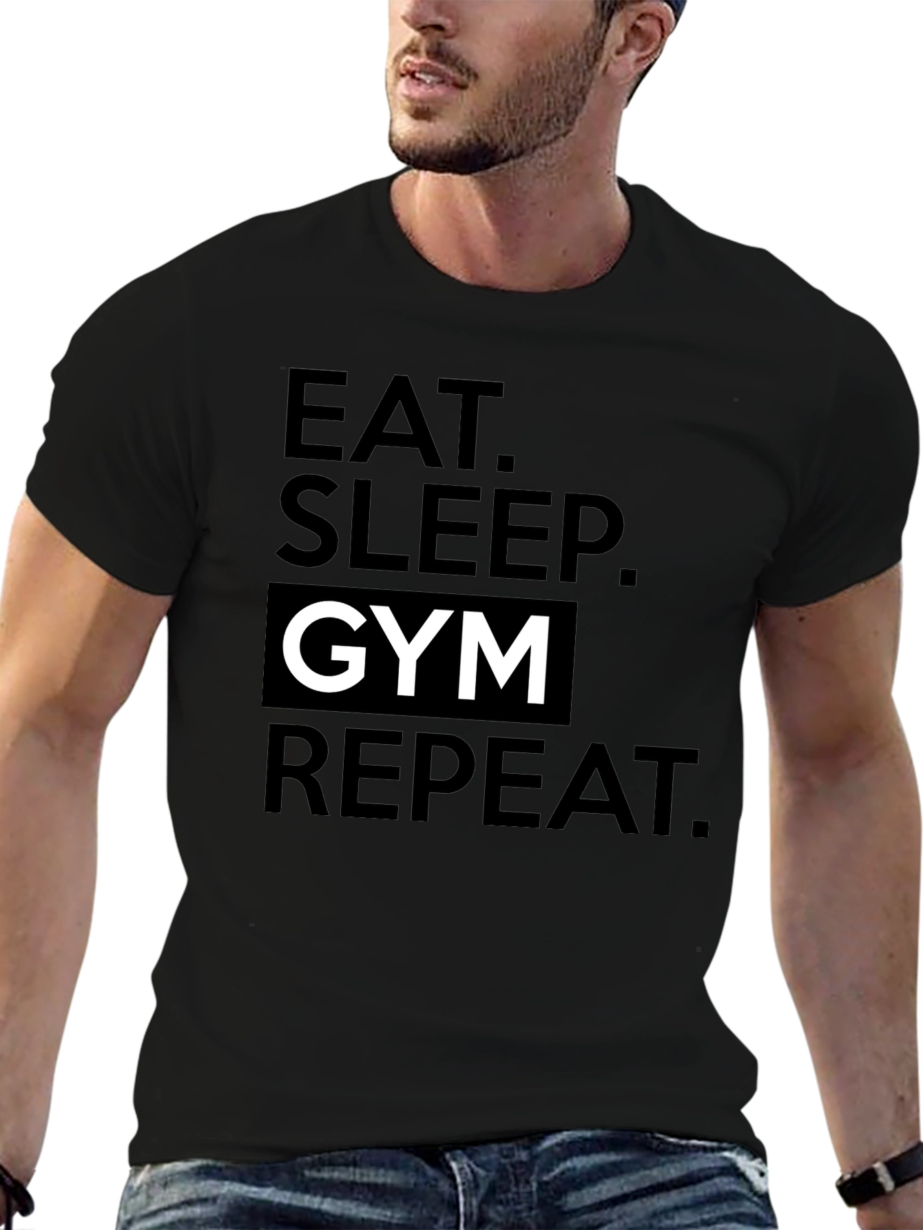 Eat Sleep Gym Repeat Black T-Shirt