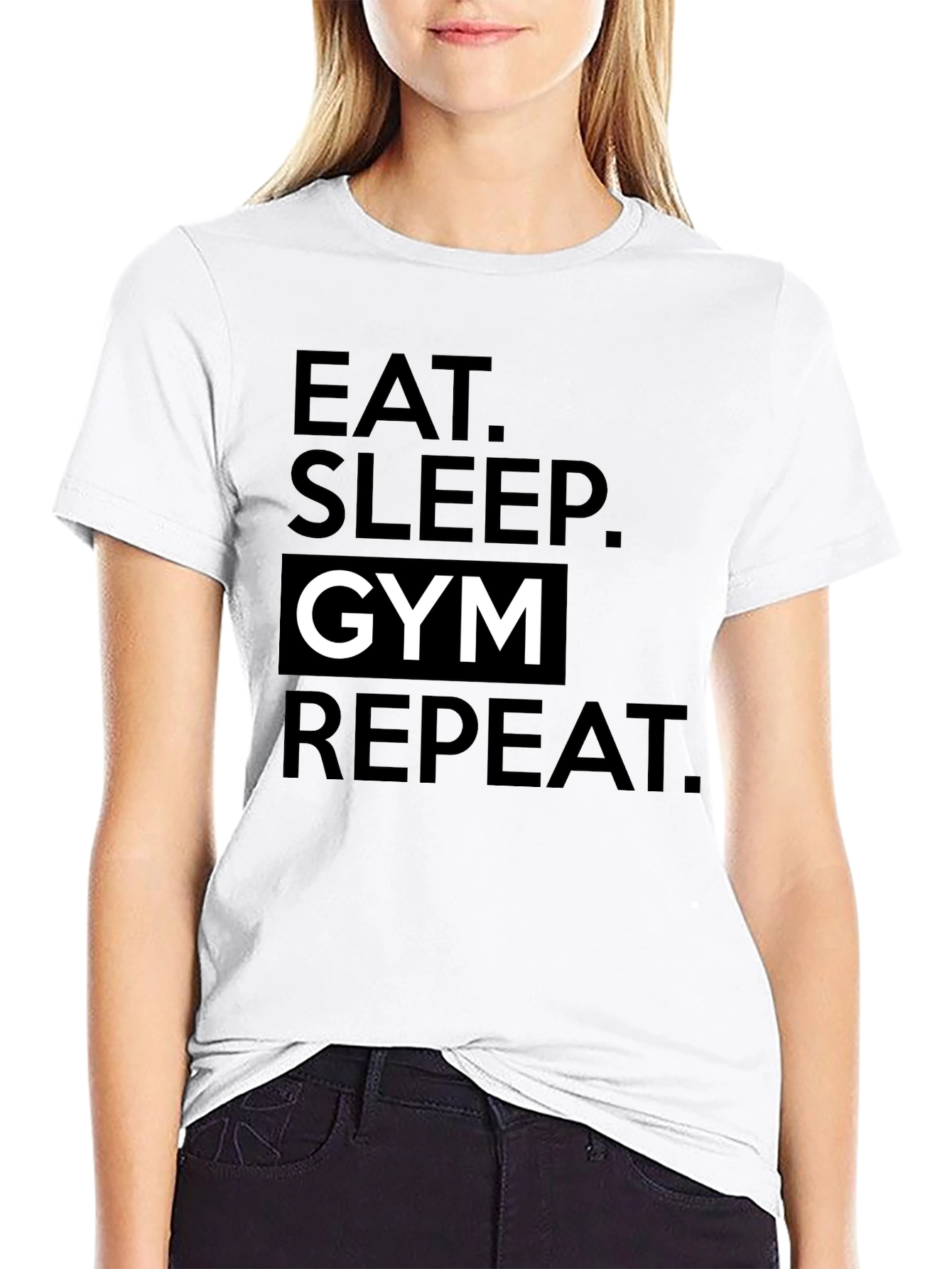 Eat Sleep Gym Repeat Black T-Shirt