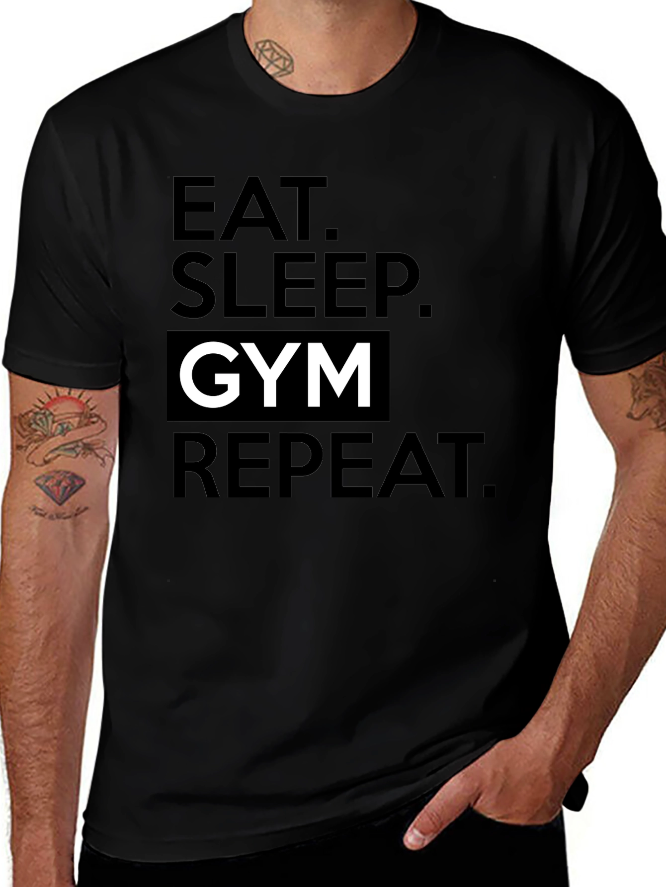 Eat Sleep Gym Repeat Black T-Shirt