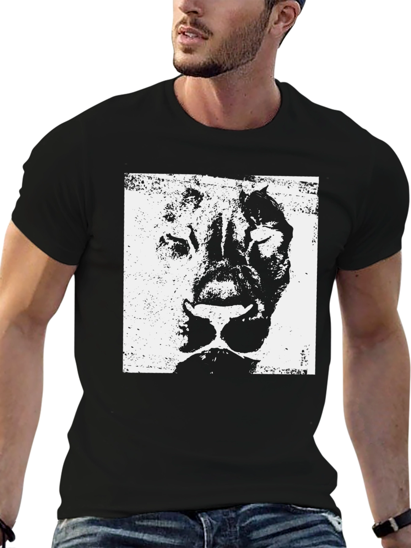 Lion Graphic Print Black T-Shirt