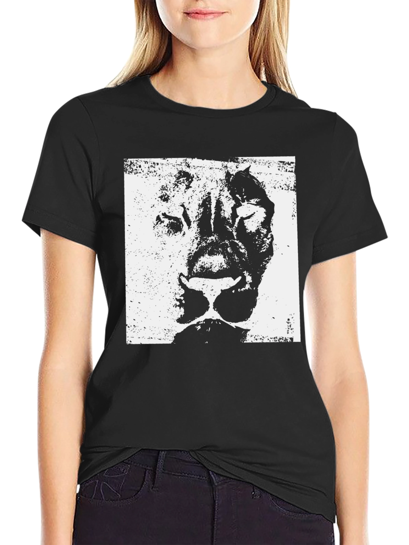 Lion Graphic Print Black T-Shirt