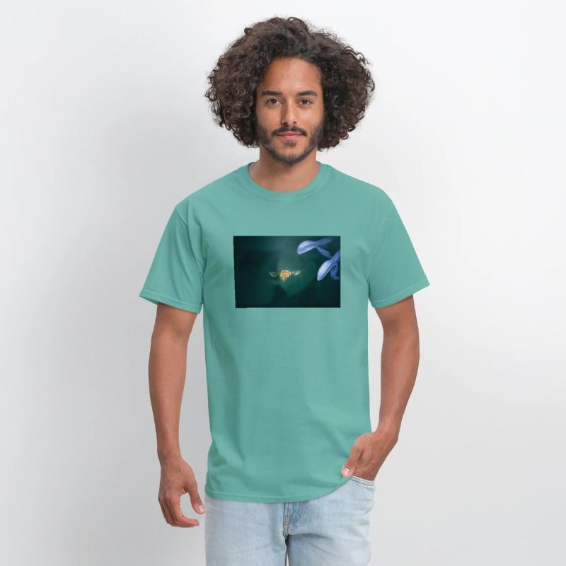 Blue Banded Bee in flight