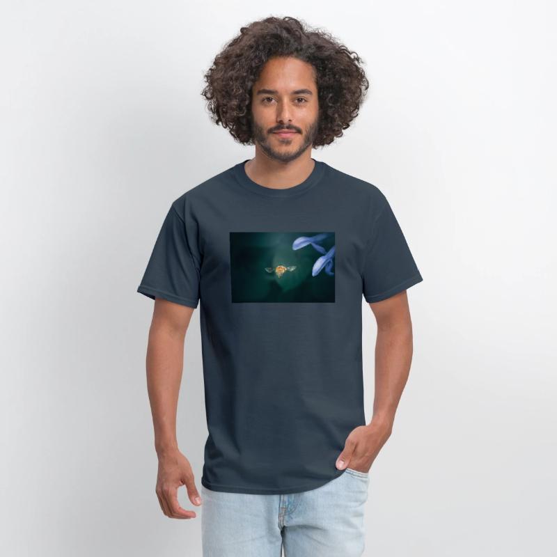 Blue Banded Bee in flight