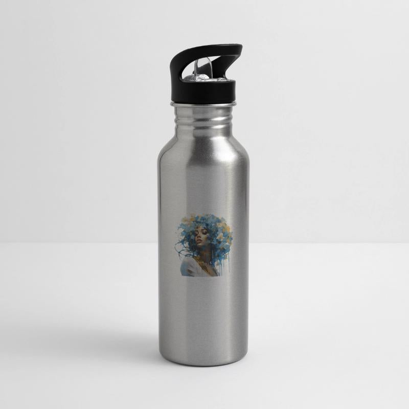 Blue haired floral lady