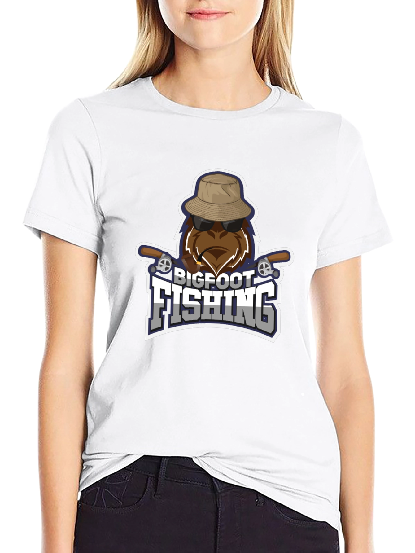 Bigfoot Fishing Black T-Shirt