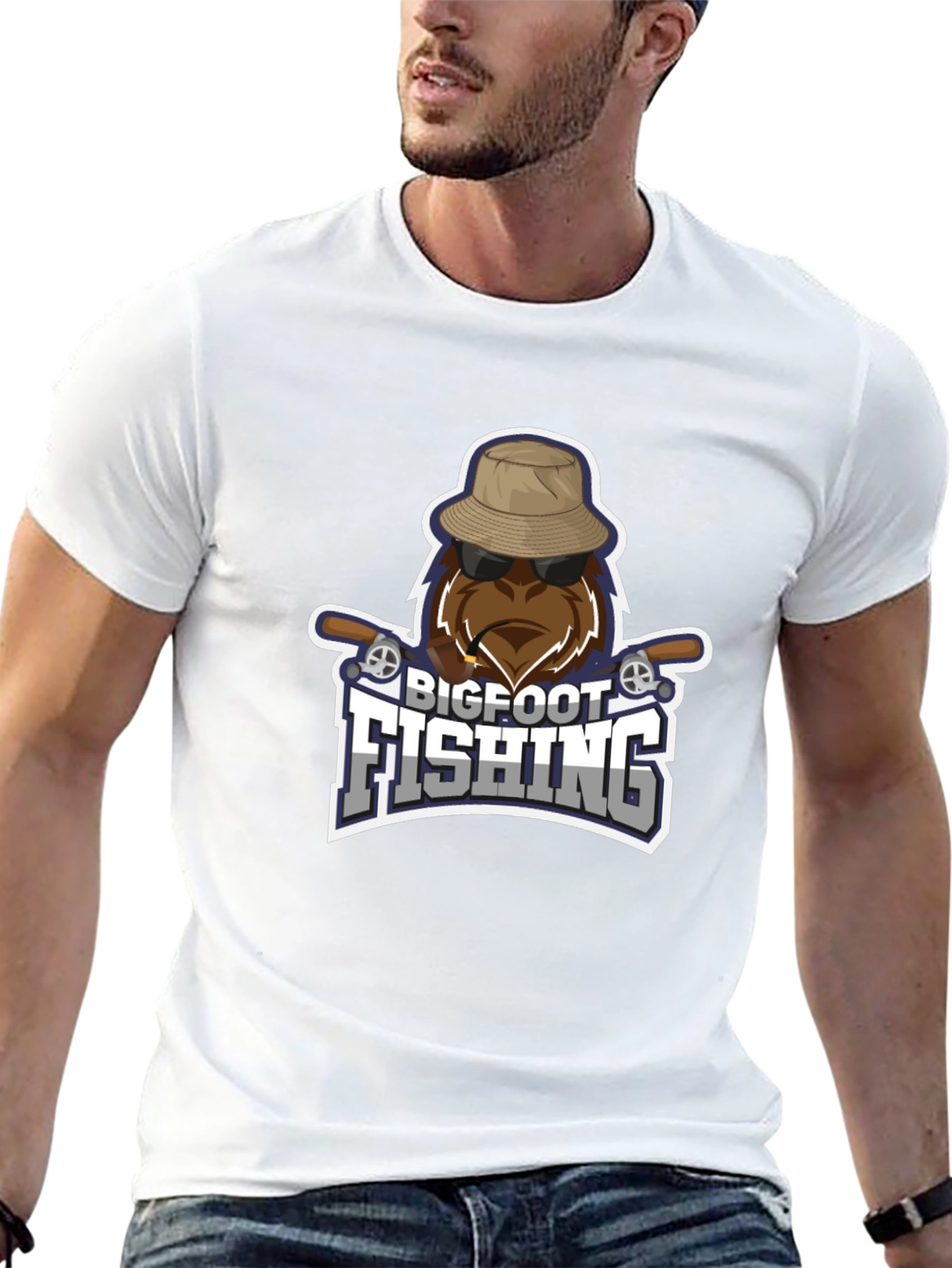 Bigfoot Fishing Black T-Shirt