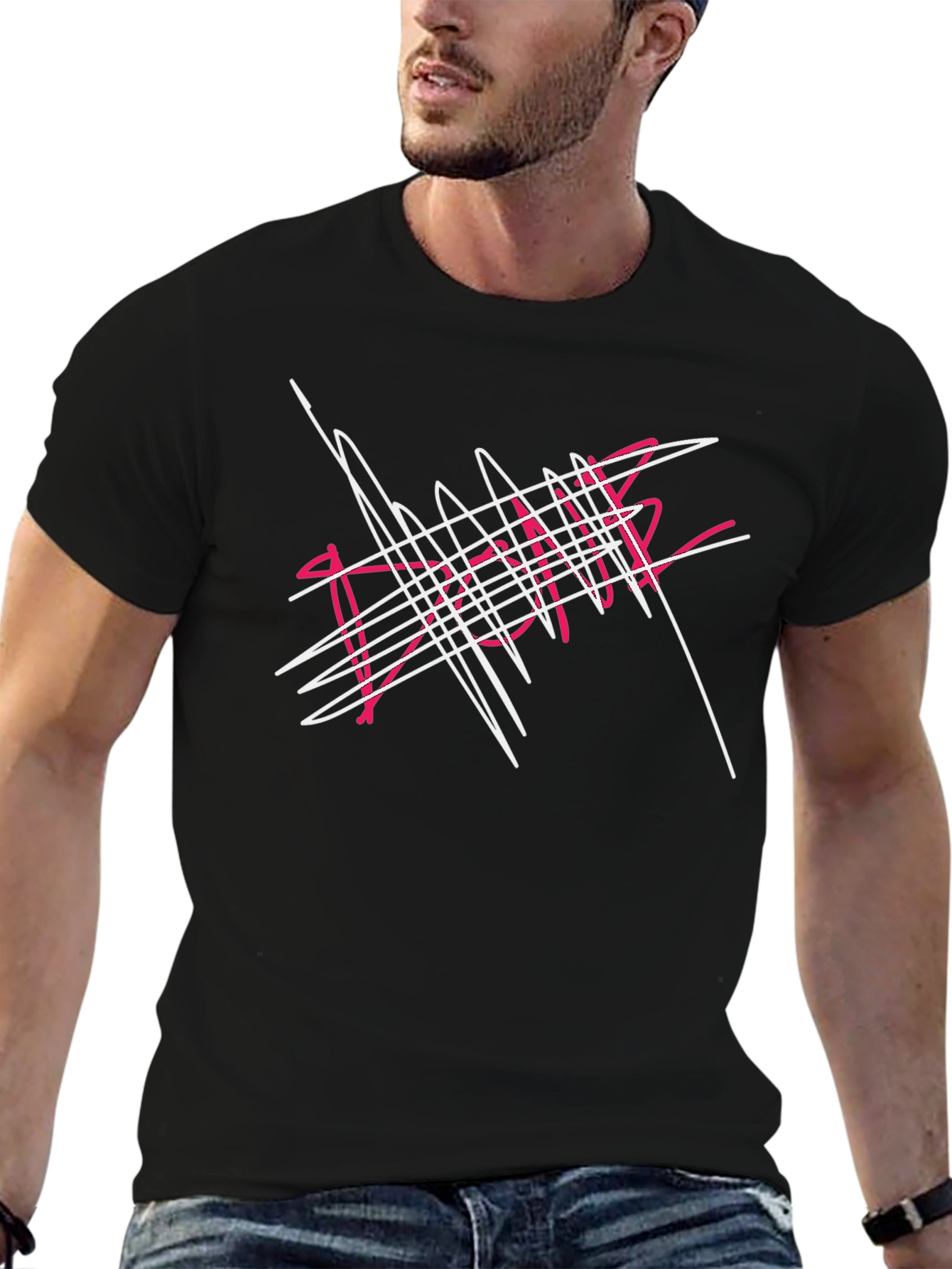 Abstract Scribble Graphic Black T-Shirt