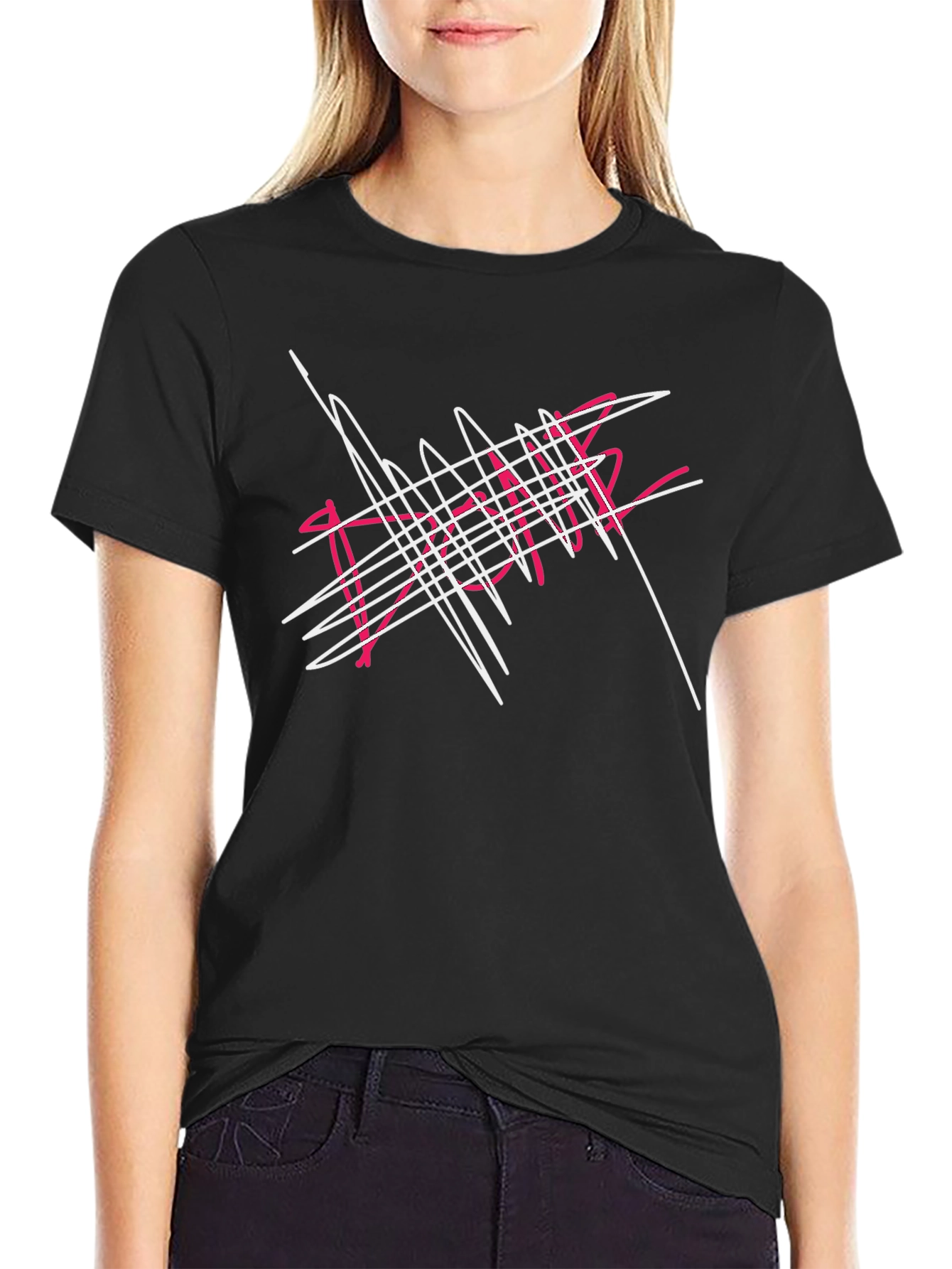 Abstract Scribble Graphic Black T-Shirt