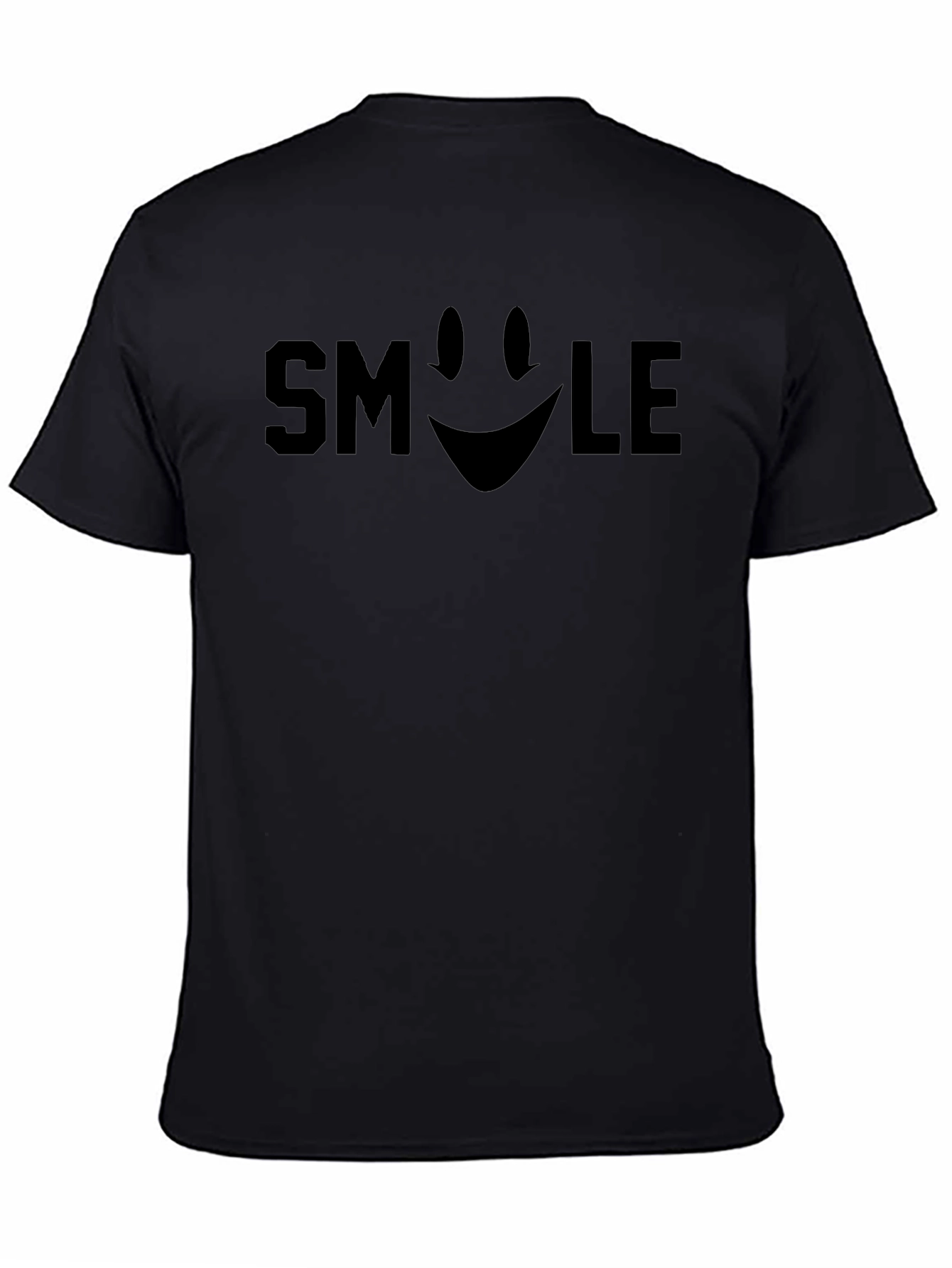 Smile Graphic T-Shirt - Black Cotton Crew Neck Tee
