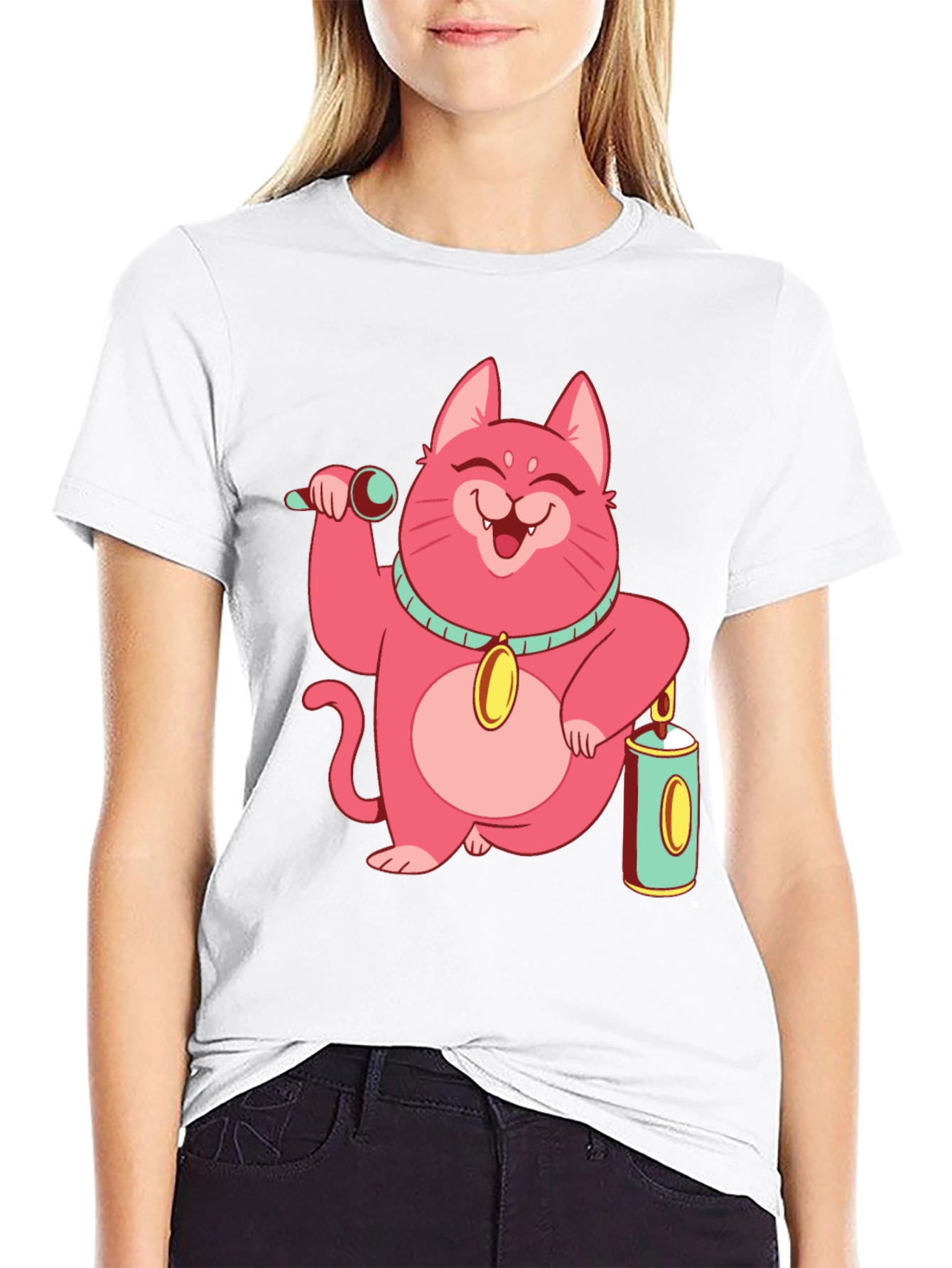 Pink Cat Graphic Tee