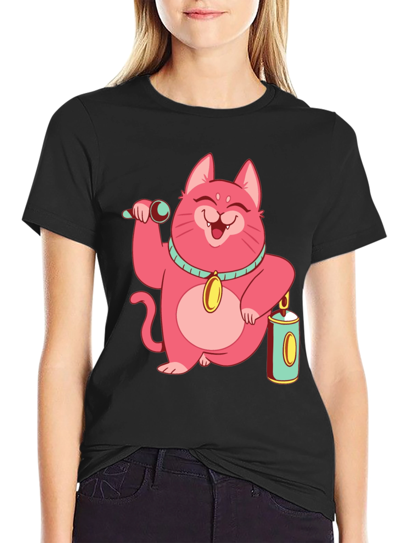 Pink Cat Graphic Tee