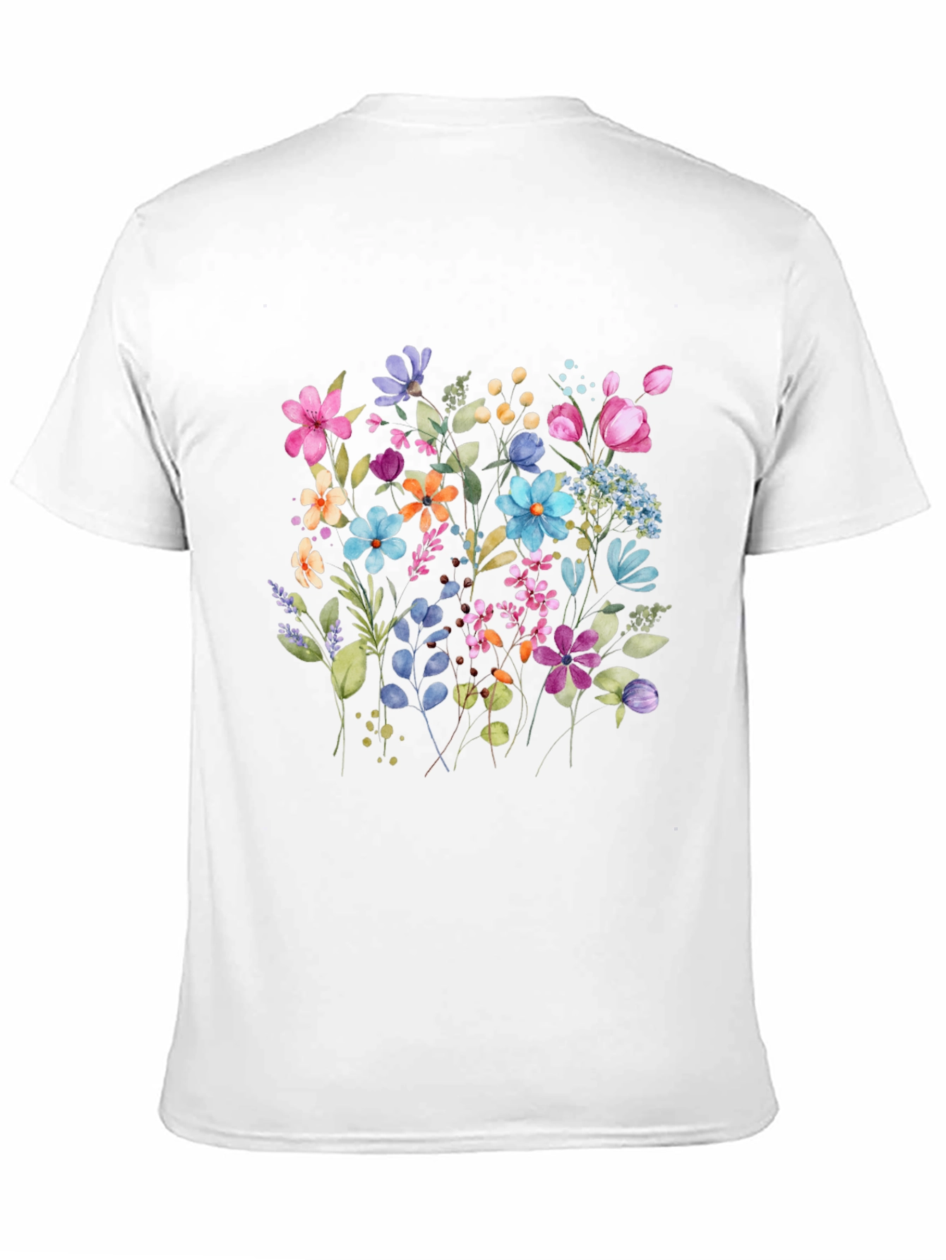 Floral Print Mens Black Tee