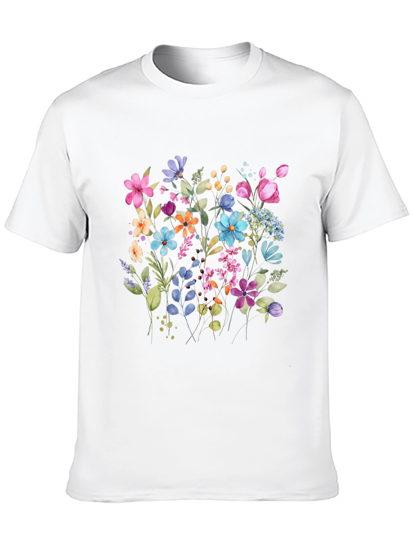 Floral Print Mens Black Tee