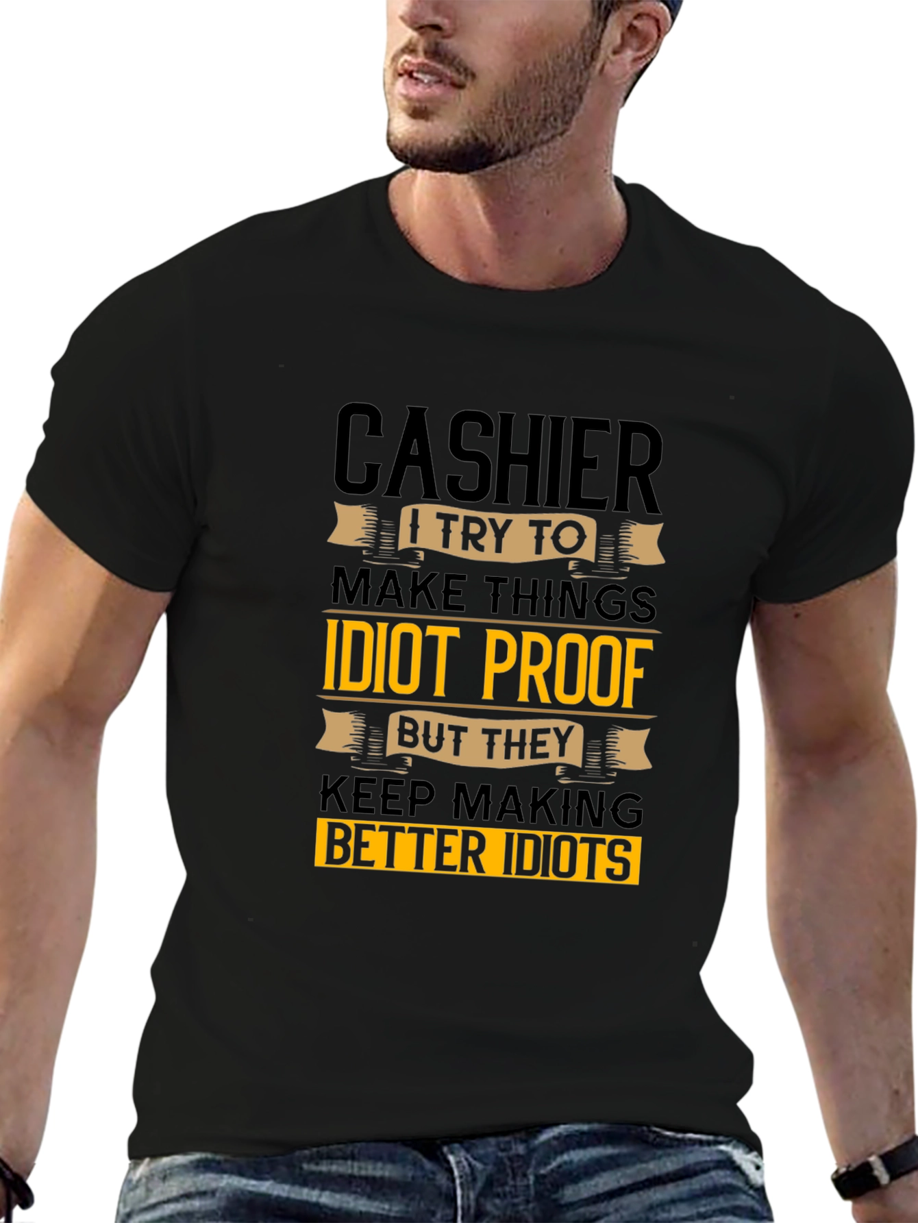 Cashier Idiots Funny Sarcastic T-Shirt