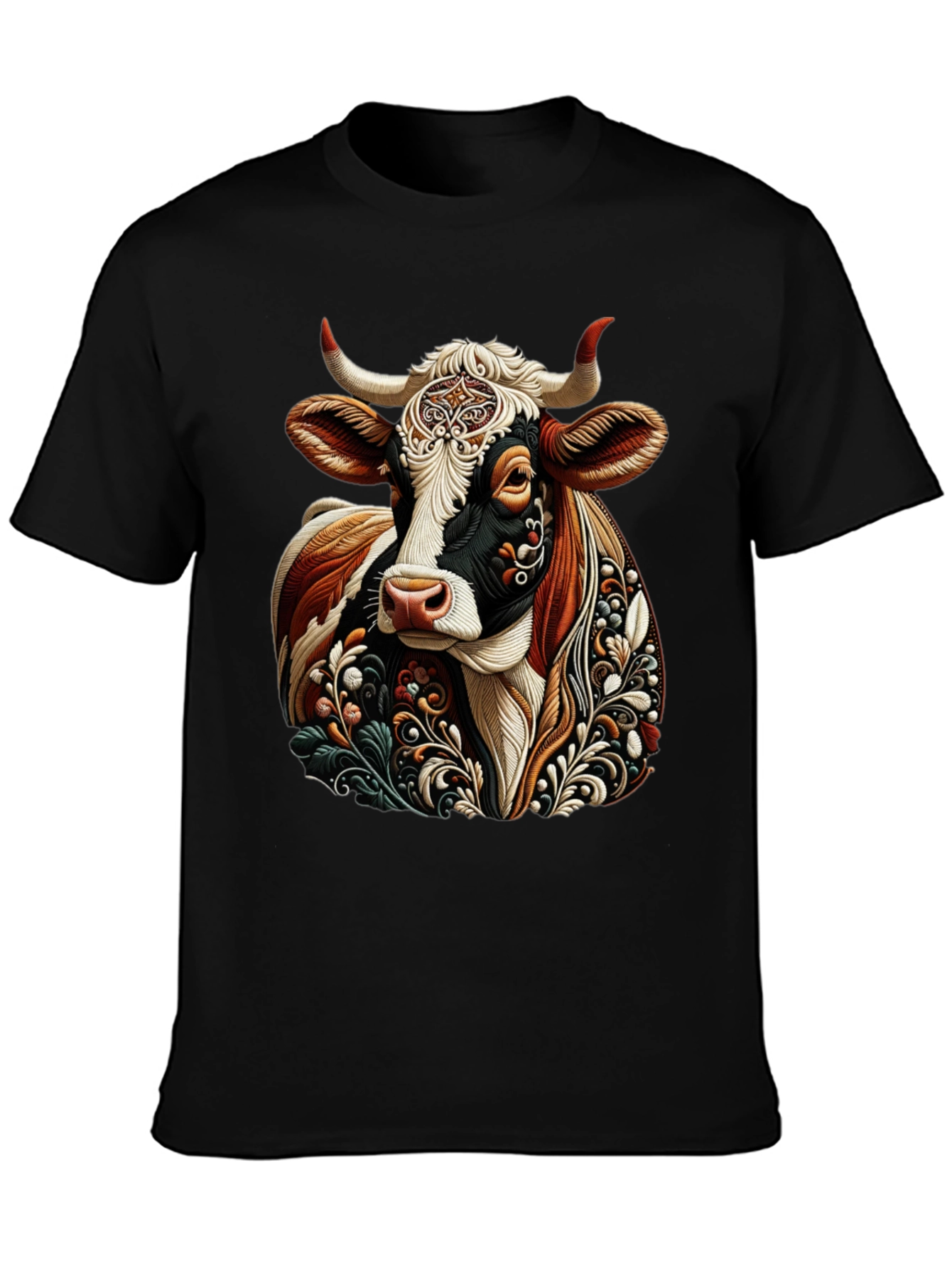 Cow Graphic Print Black T-Shirt