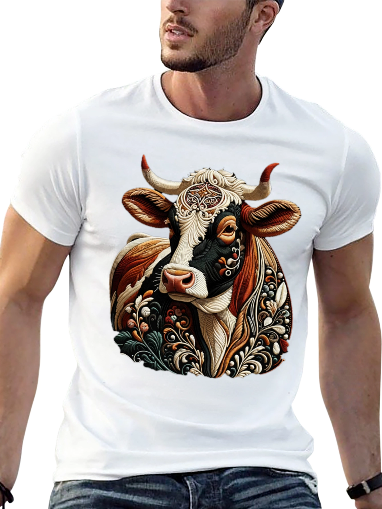 Cow Graphic Print Black T-Shirt
