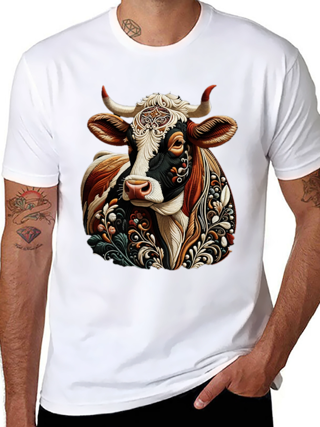 Cow Graphic Print Black T-Shirt