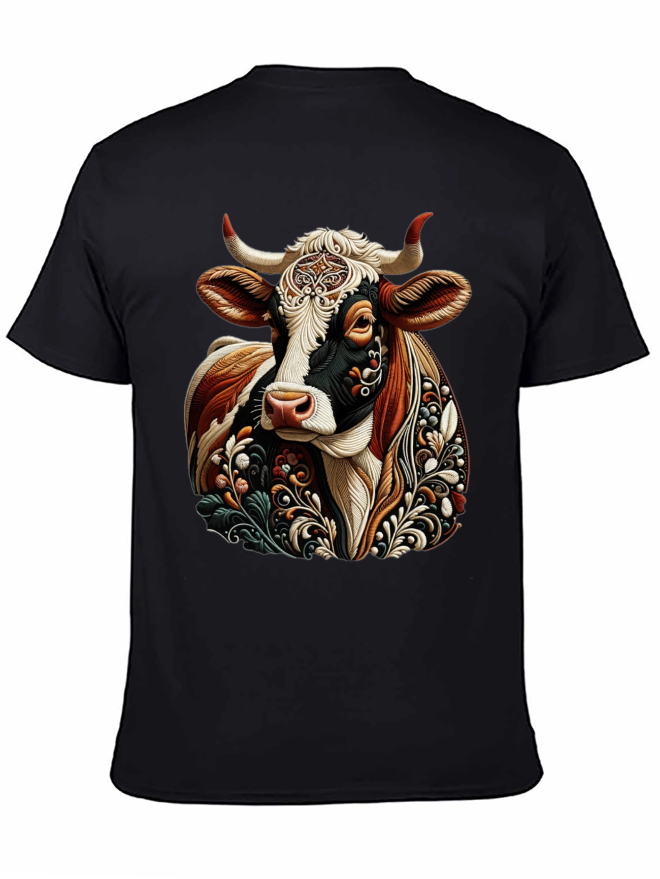 Cow Graphic Print Black T-Shirt