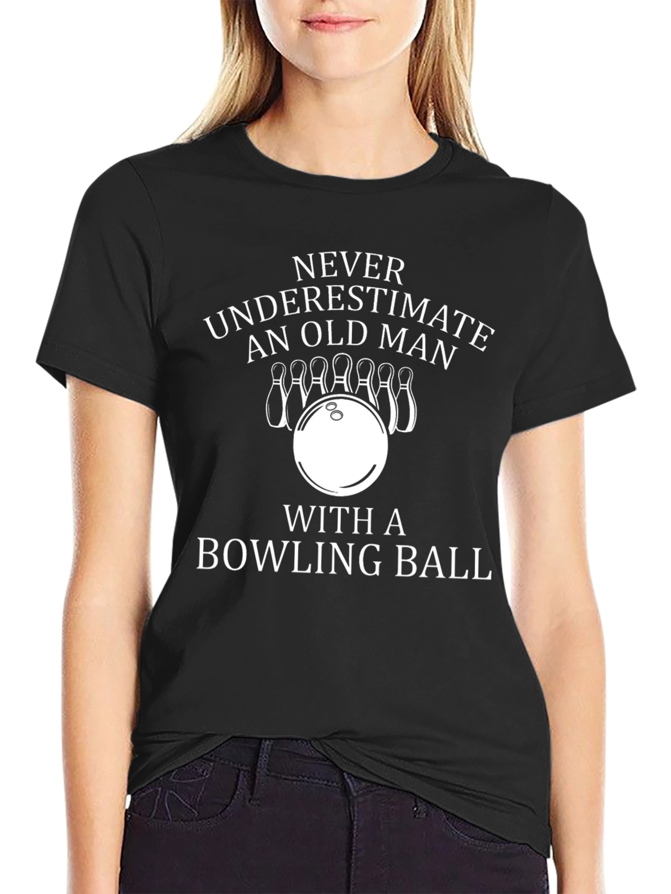 Never Underestimate Old Man Bowling Graphic Tee
