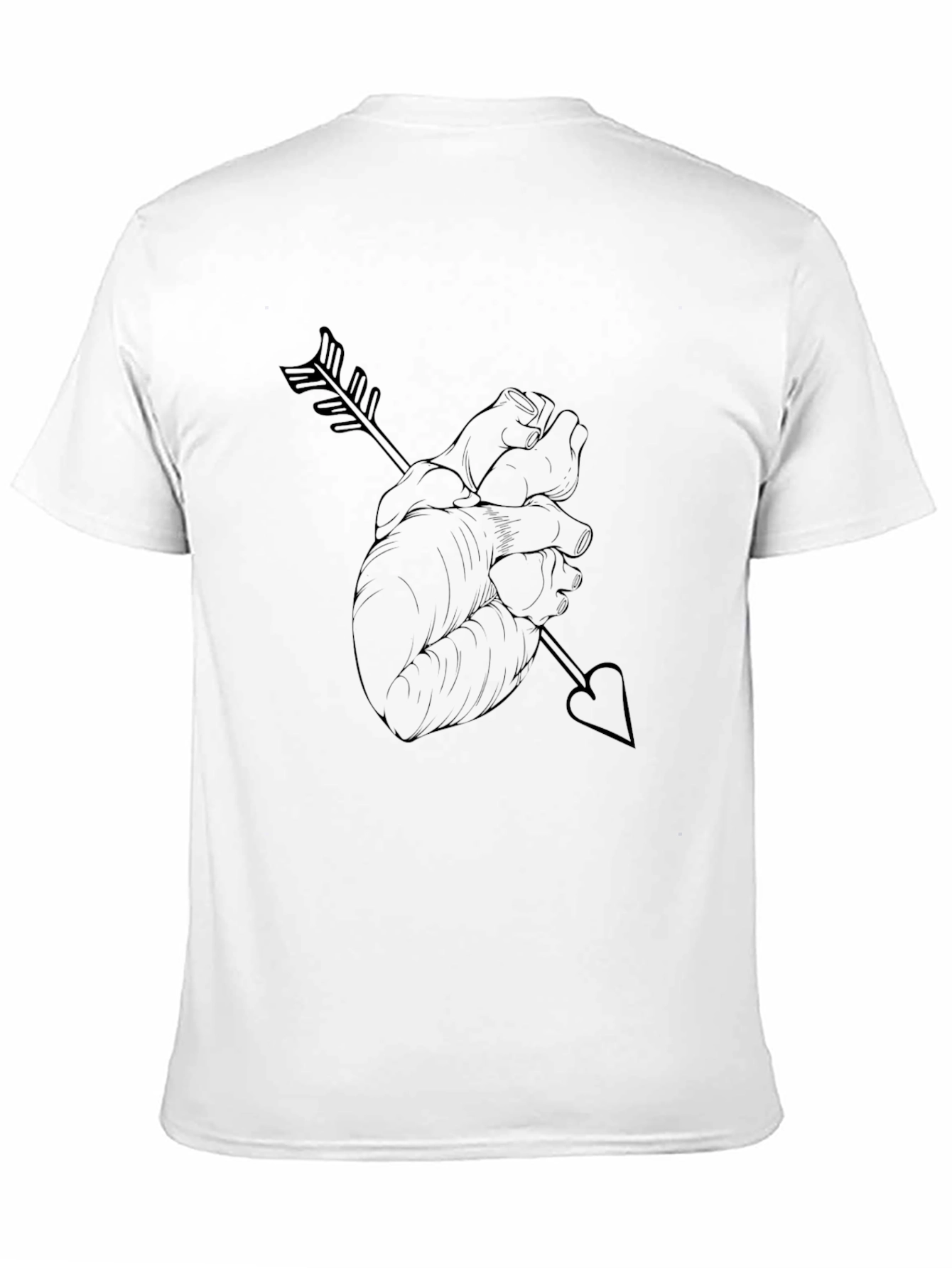 Heart Arrow Graphic Tee - Black Cotton Casual T-Shirt