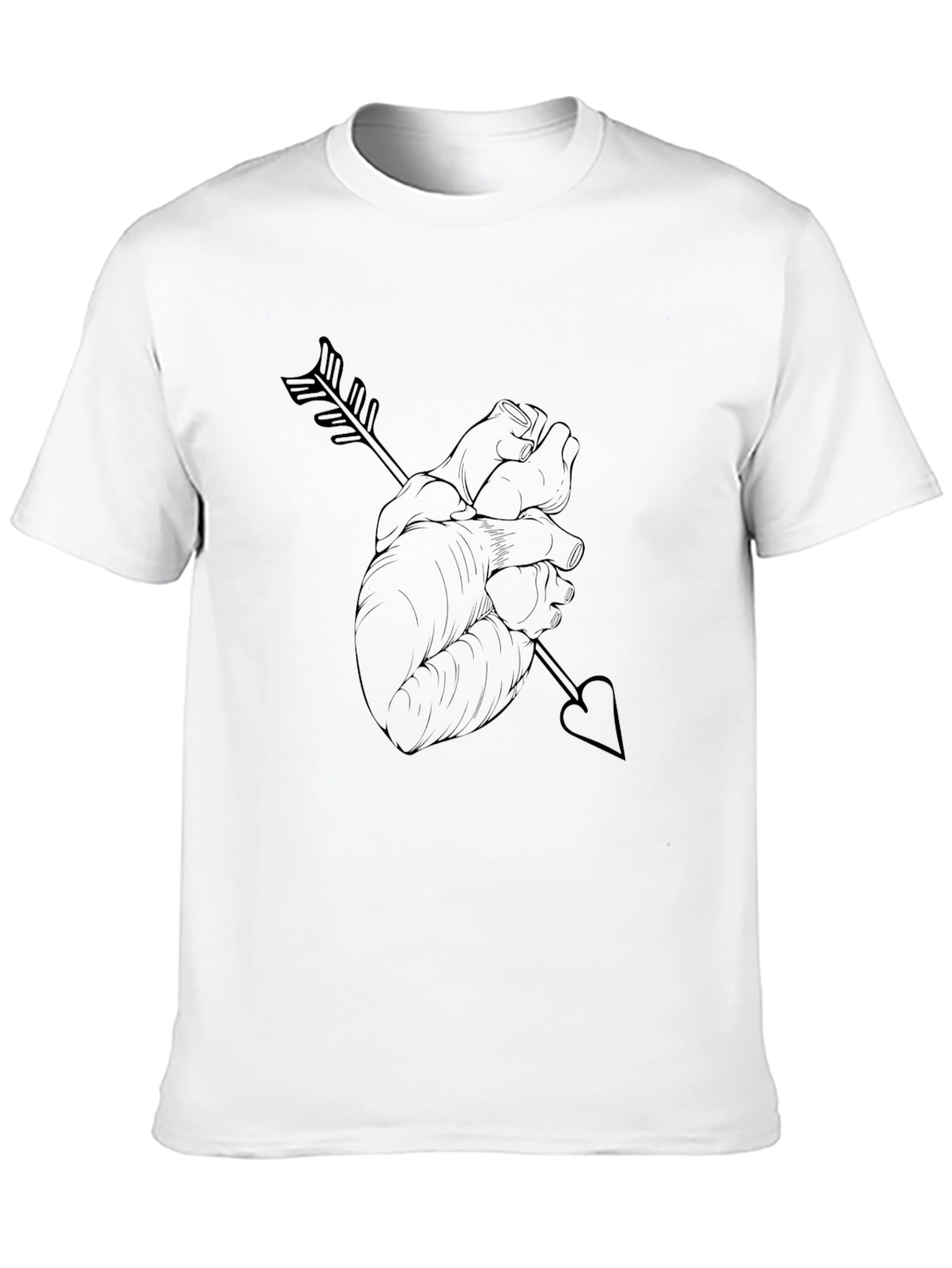 Heart Arrow Graphic Tee - Black Cotton Casual T-Shirt