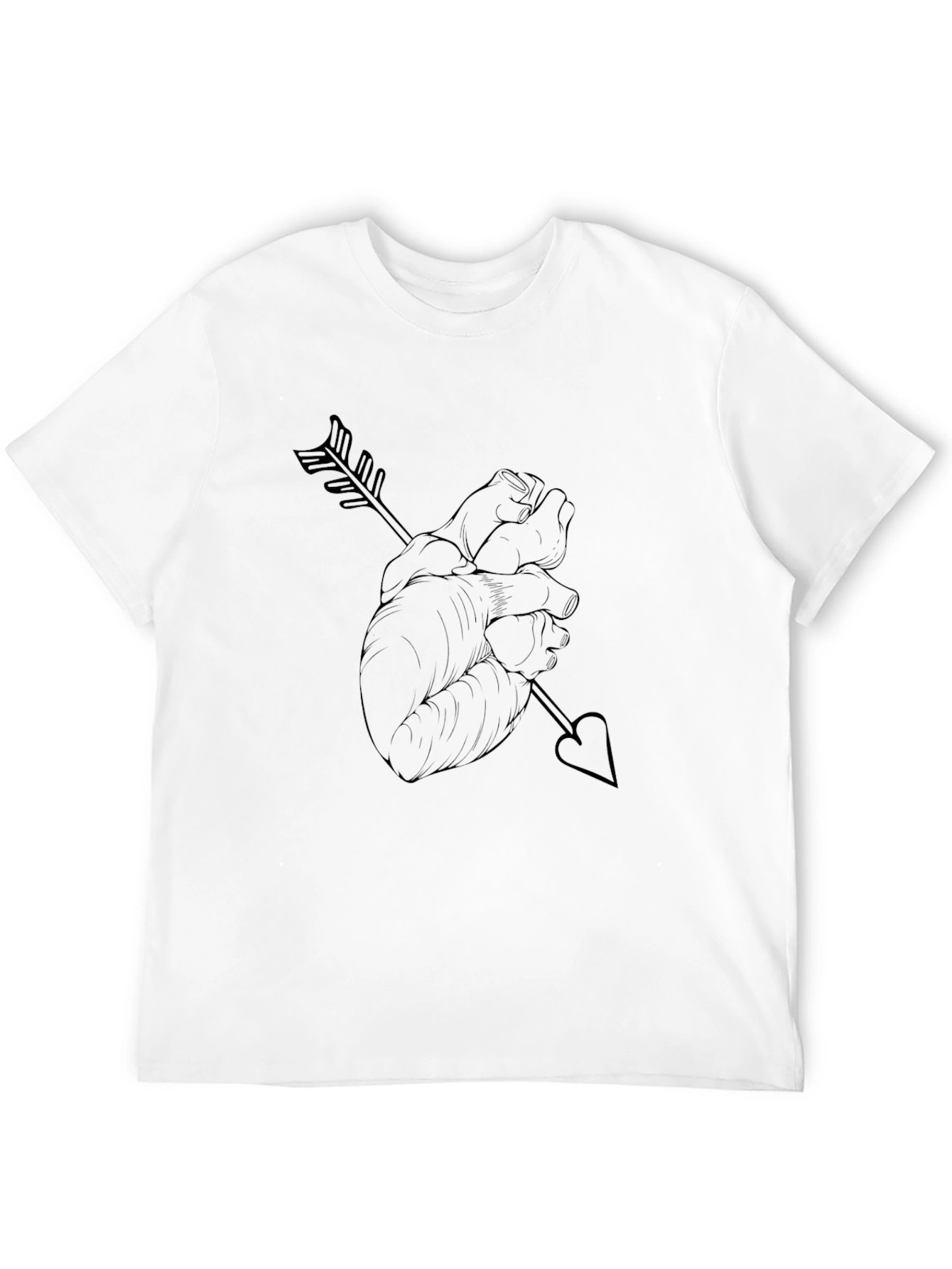 Heart Arrow Graphic Tee - Black Cotton Casual T-Shirt