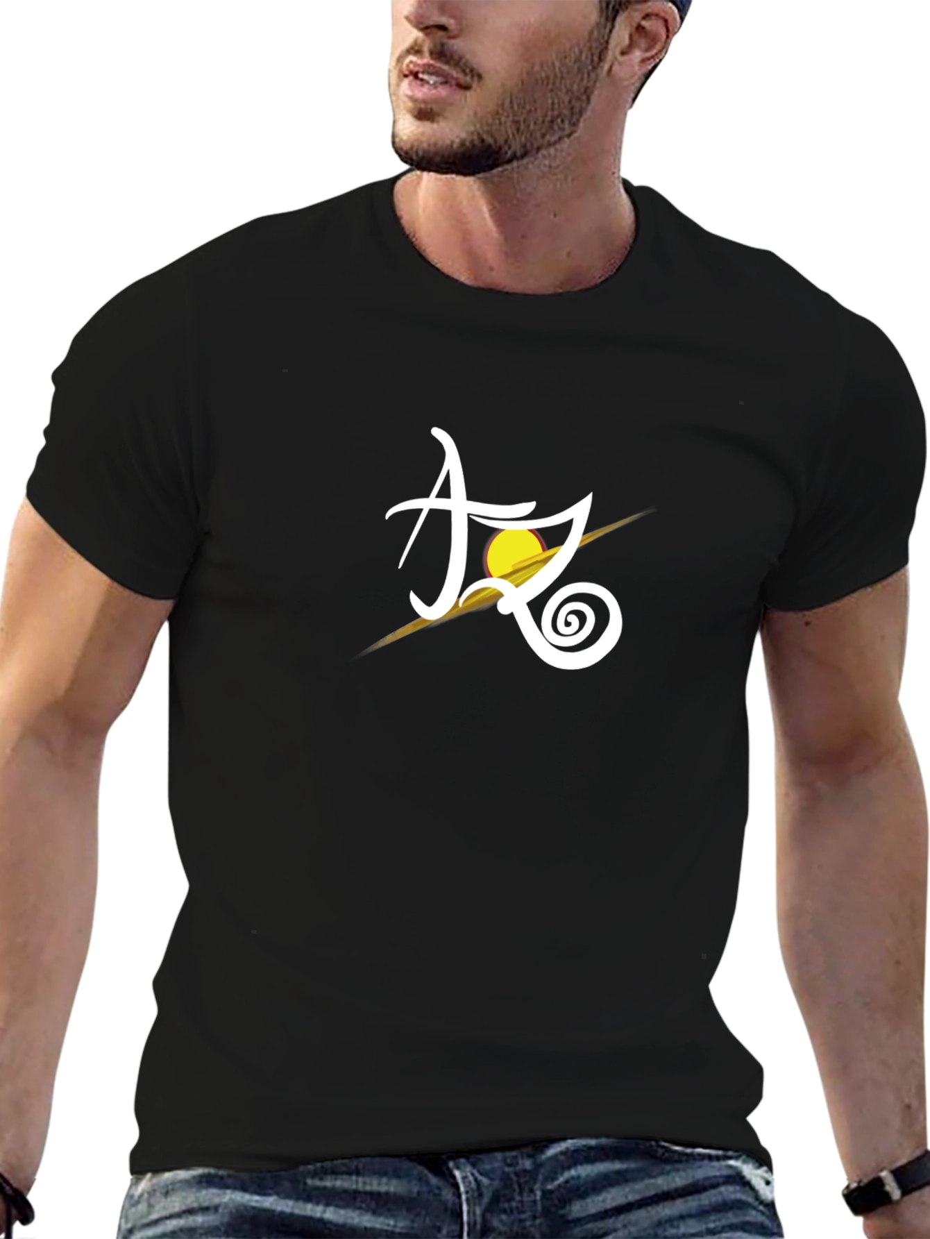 Stylish Black T-Shirt with Abstract Design