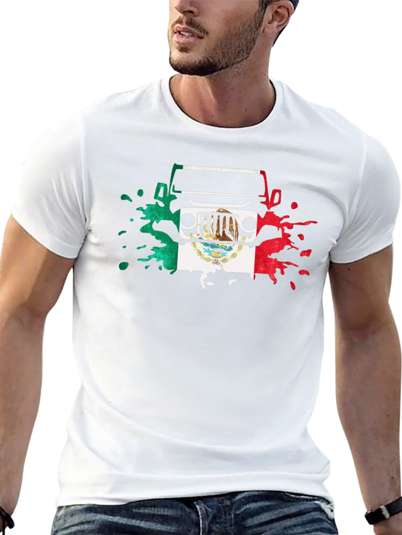 Mexican Flag Jeep T-Shirt - Black