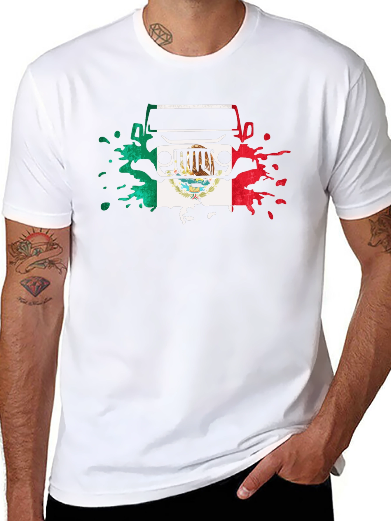 Mexican Flag Jeep T-Shirt - Black