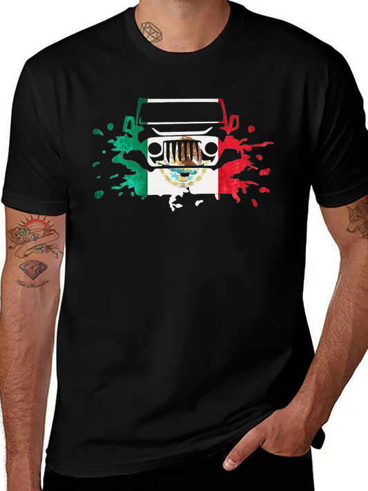 Mexican Flag Jeep T-Shirt - Black