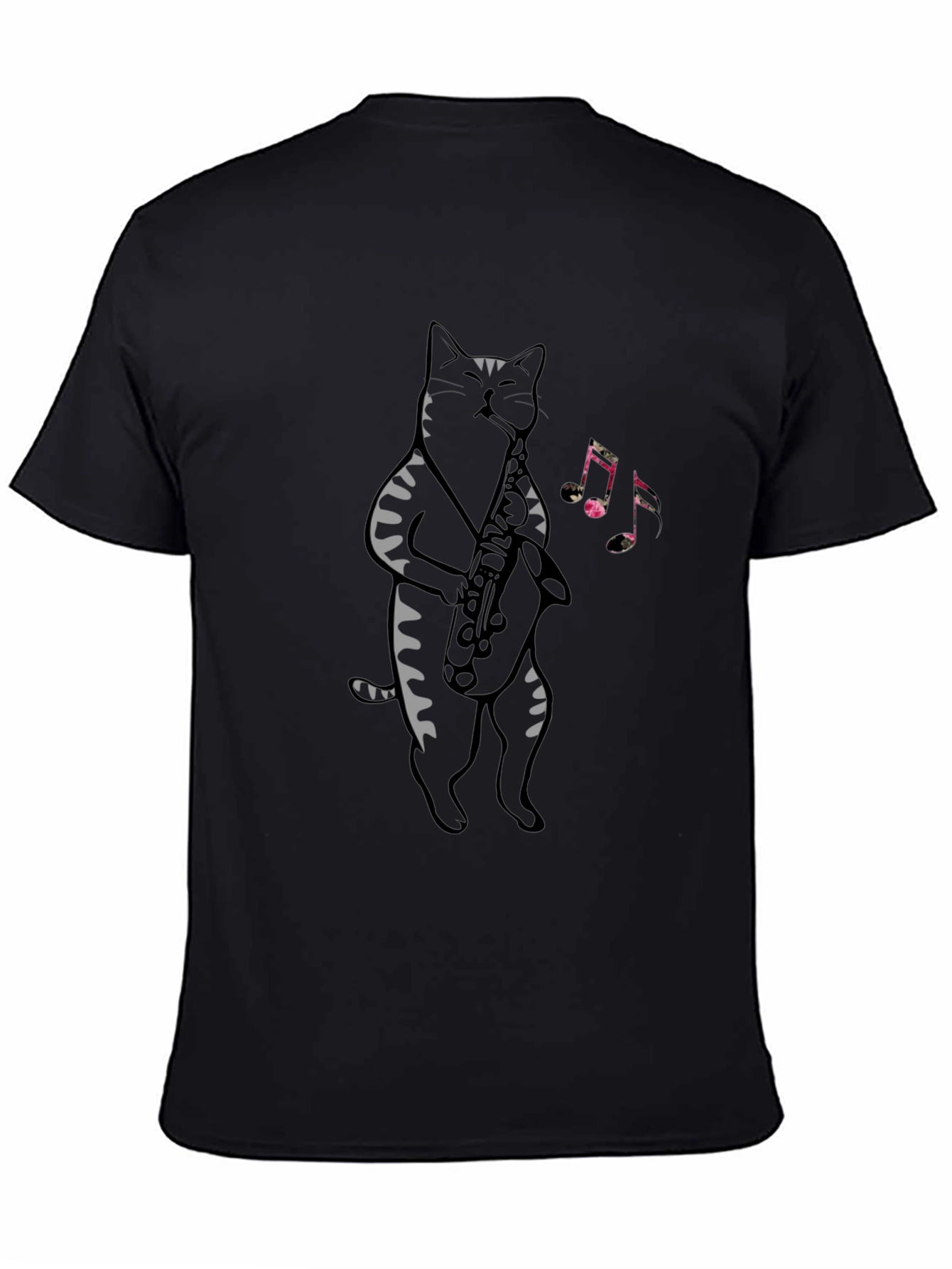 Cat Saxophone Graphic Tee - Cool Musical Cat T-Shirt