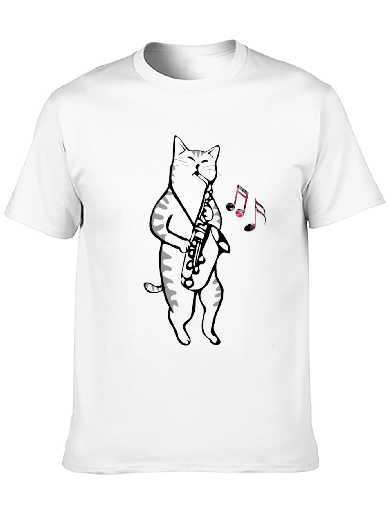 Cat Saxophone Graphic Tee - Cool Musical Cat T-Shirt