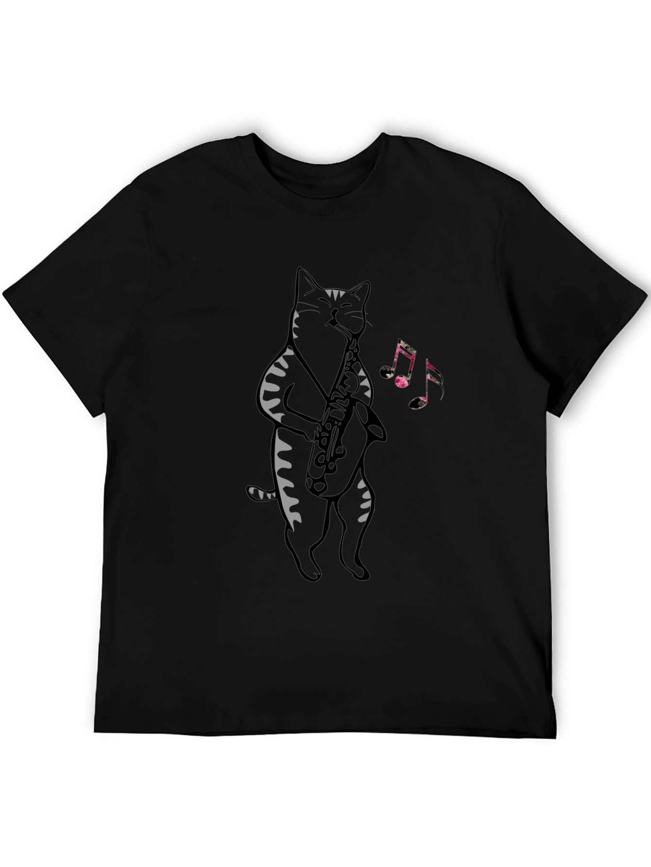 Cat Saxophone Graphic Tee - Cool Musical Cat T-Shirt