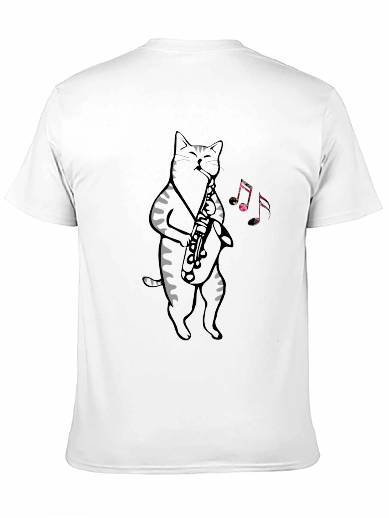 Cat Saxophone Graphic Tee - Cool Musical Cat T-Shirt