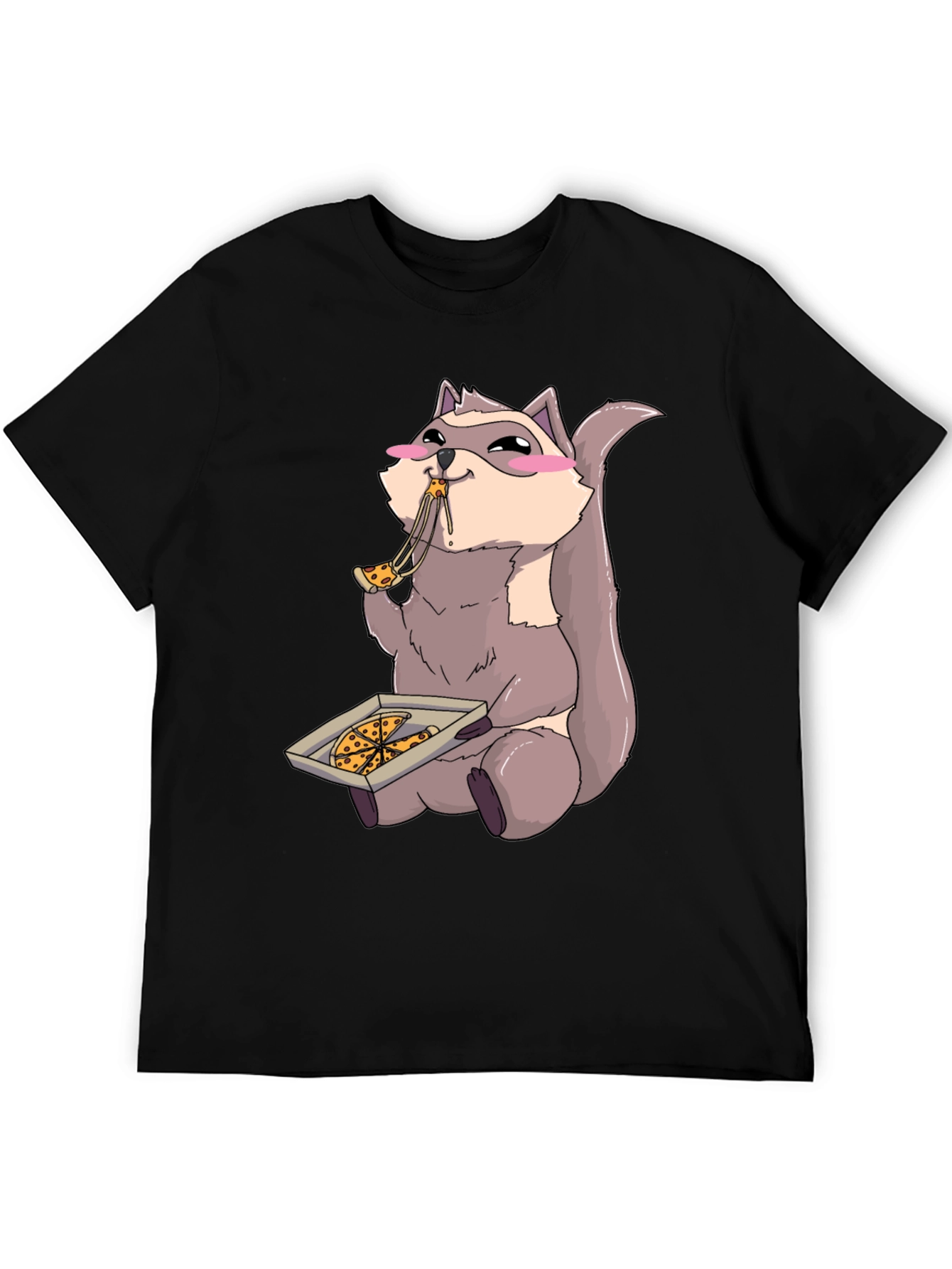 Pizza Loving Raccoon Graphic T-Shirt