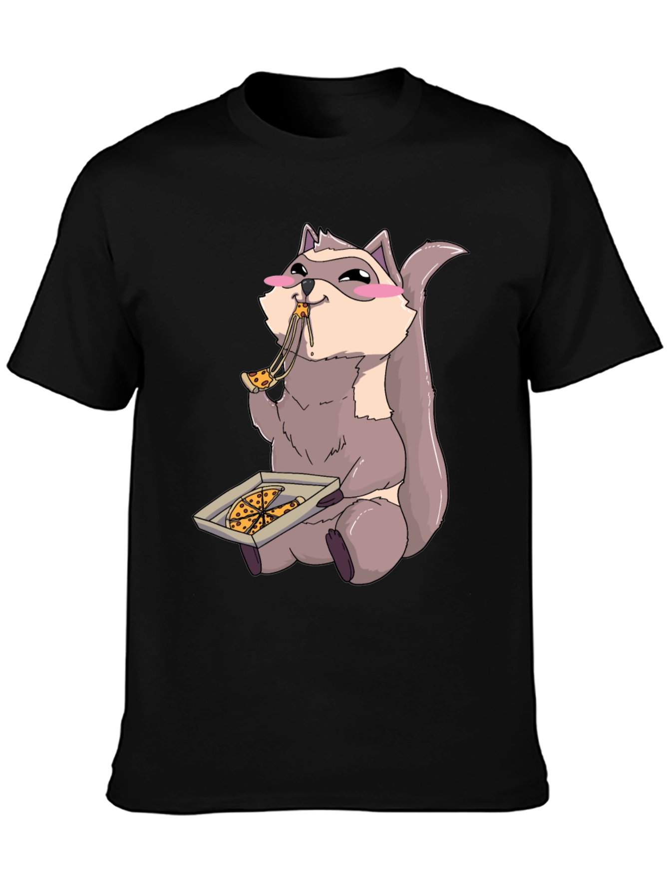 Pizza Loving Raccoon Graphic T-Shirt