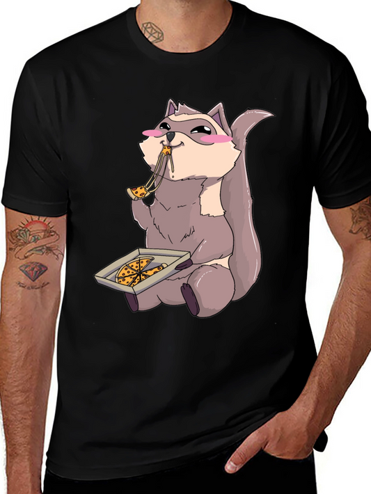 Pizza Loving Raccoon Graphic T-Shirt