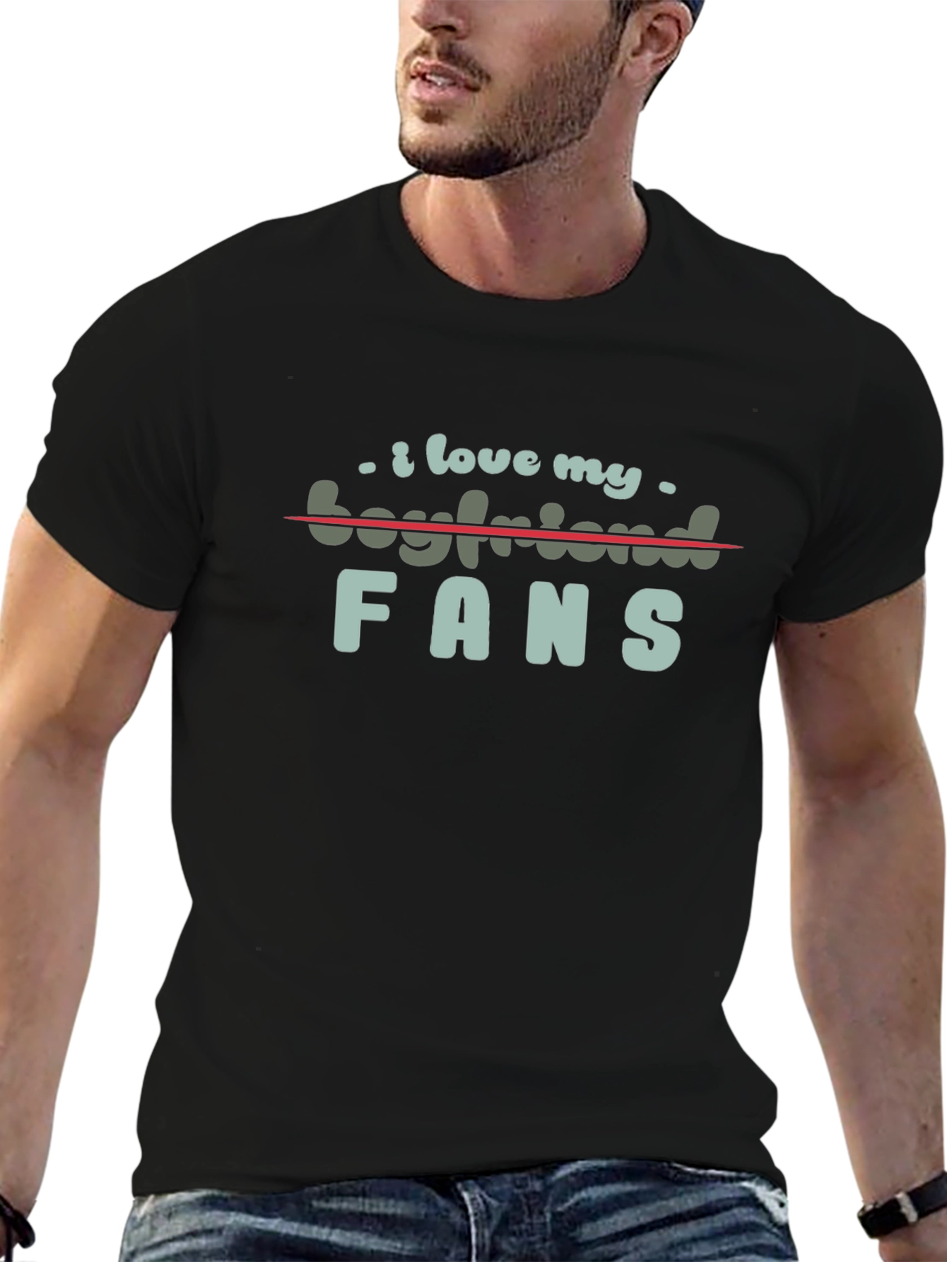 I Love My Boyfriend Fans Graphic Tee - Black