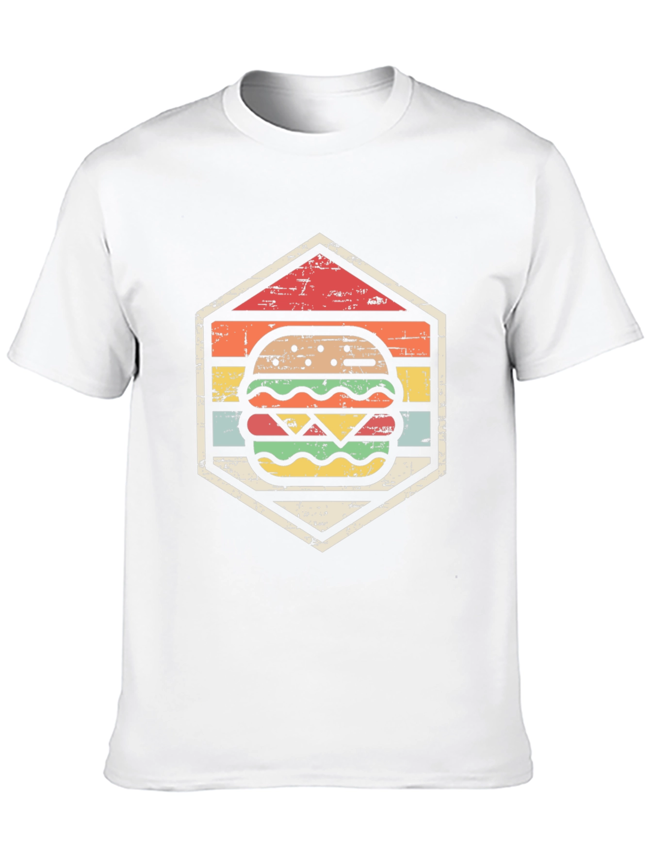Retro Burger Graphic Tee - Black Cotton T-Shirt