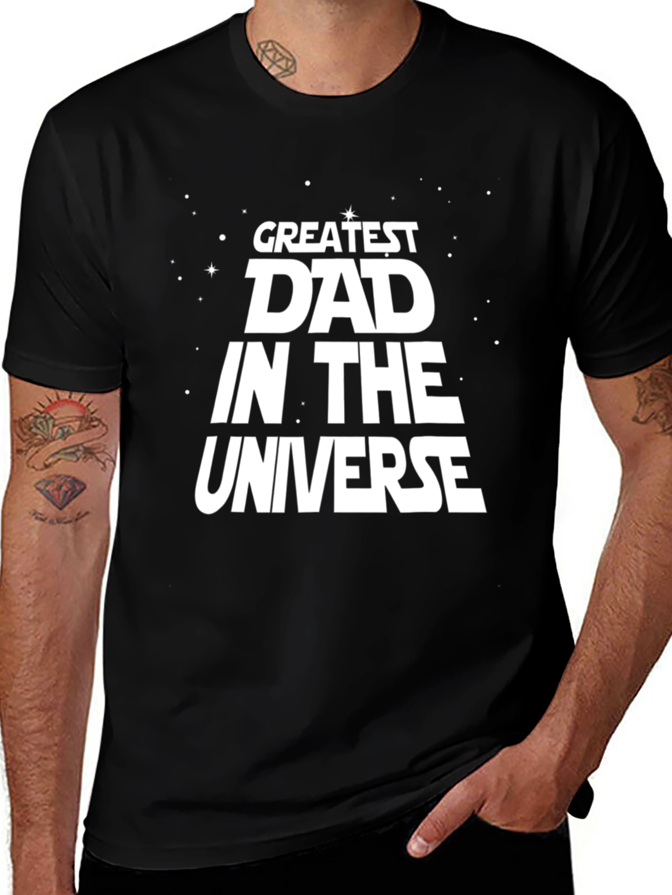 Greatest Dad in the Universe Black Graphic T-Shirt