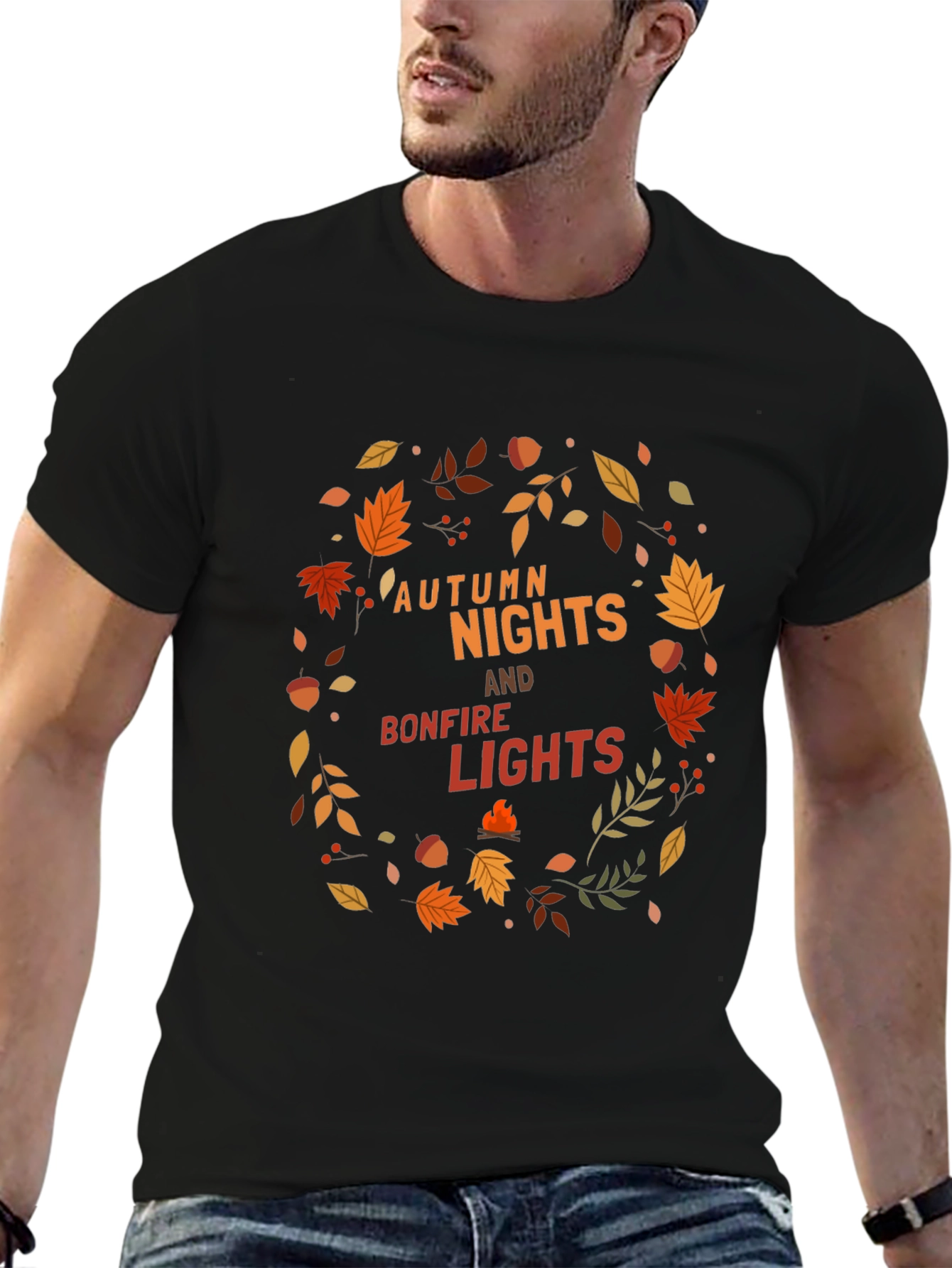 Autumn Nights Bonfire Lights Graphic T-Shirt