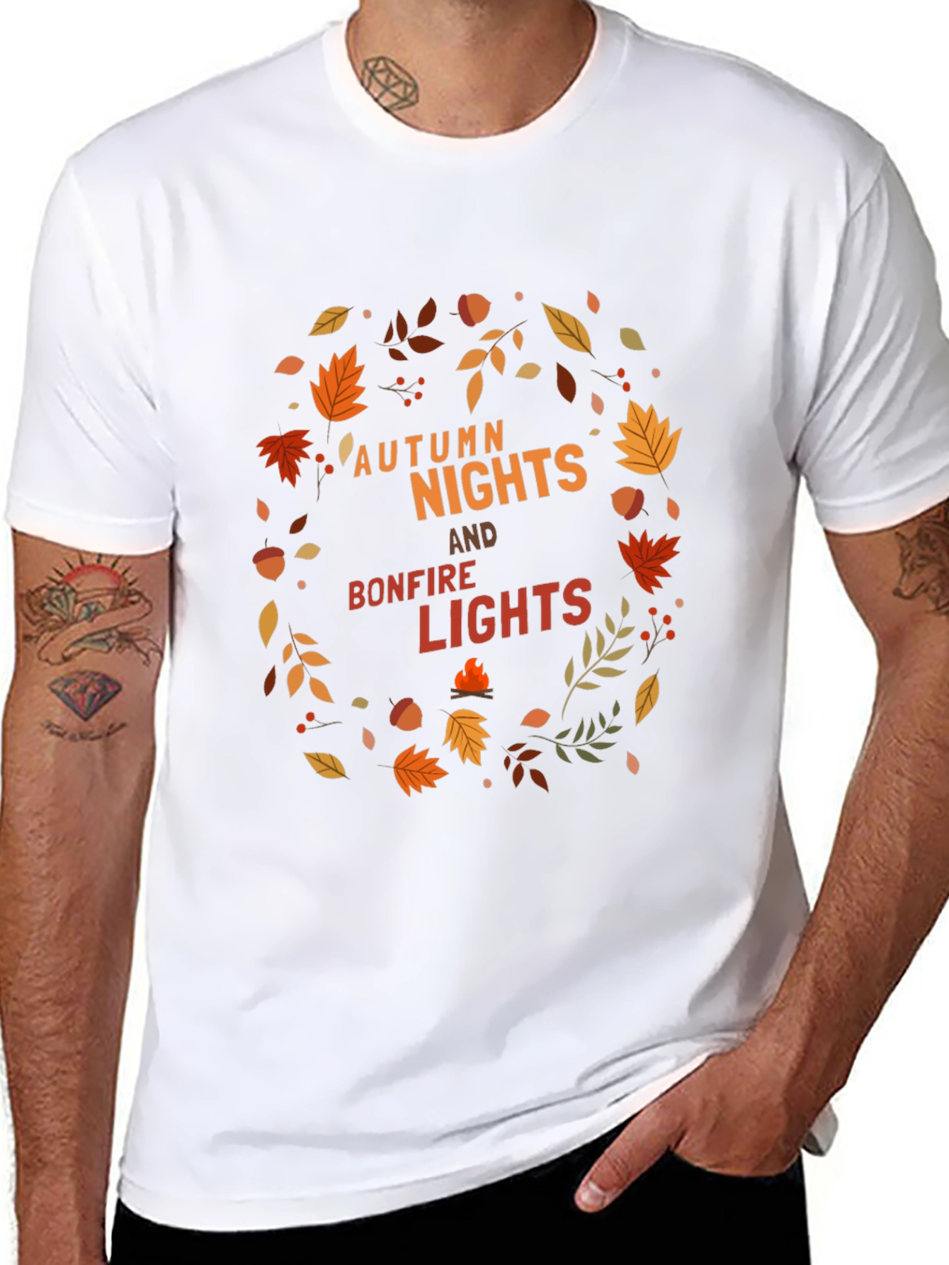 Autumn Nights Bonfire Lights Graphic T-Shirt