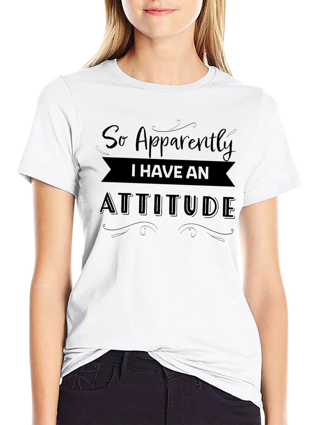 Attitude Graphic Print T-Shirt - Black